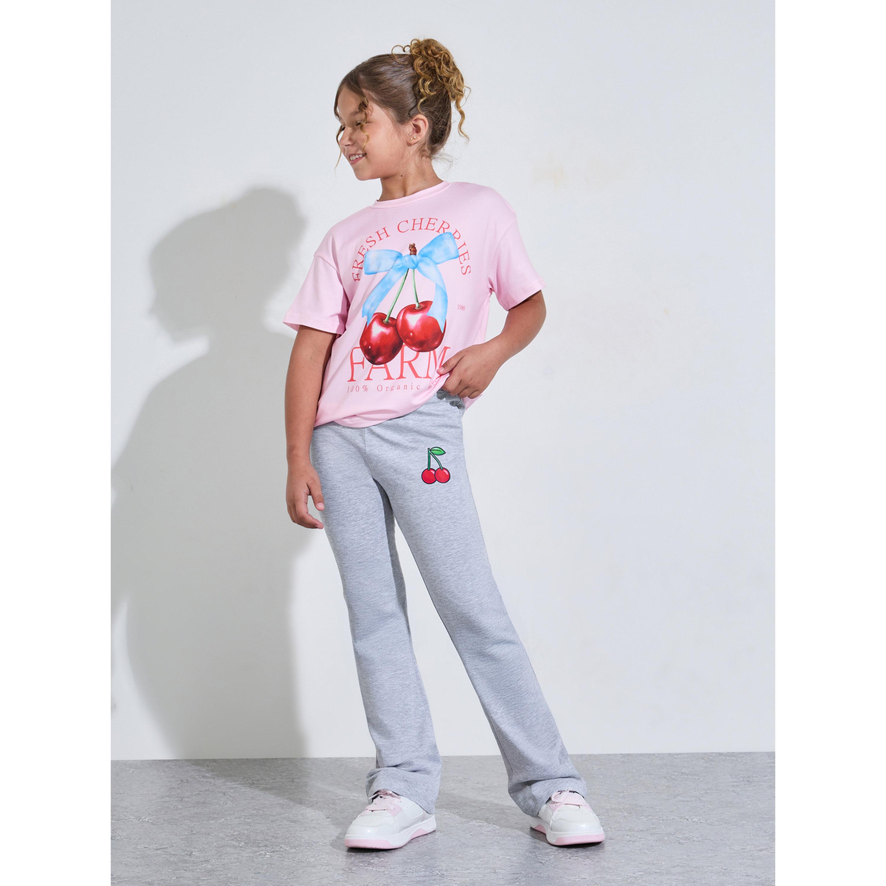 Styli Teen Girls Grey Full-Length Leggings with Cherry Print-girls-clothing-bottoms-leggings-image-2