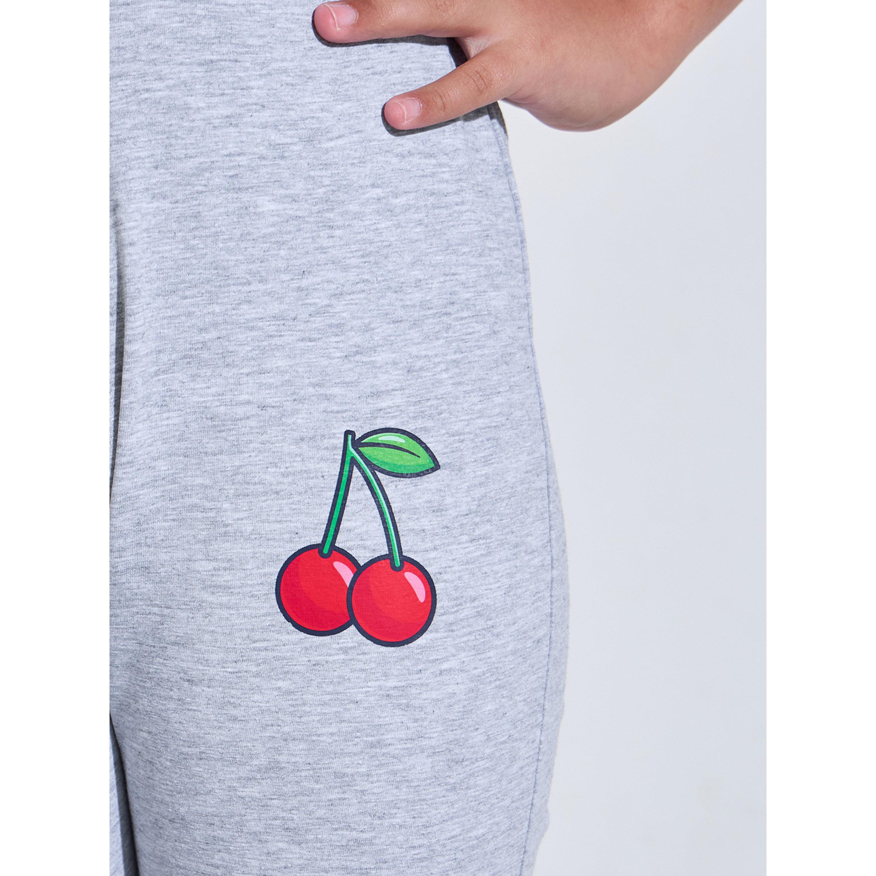 Styli Teen Girls Grey Full-Length Leggings with Cherry Print-girls-clothing-bottoms-leggings-image-4