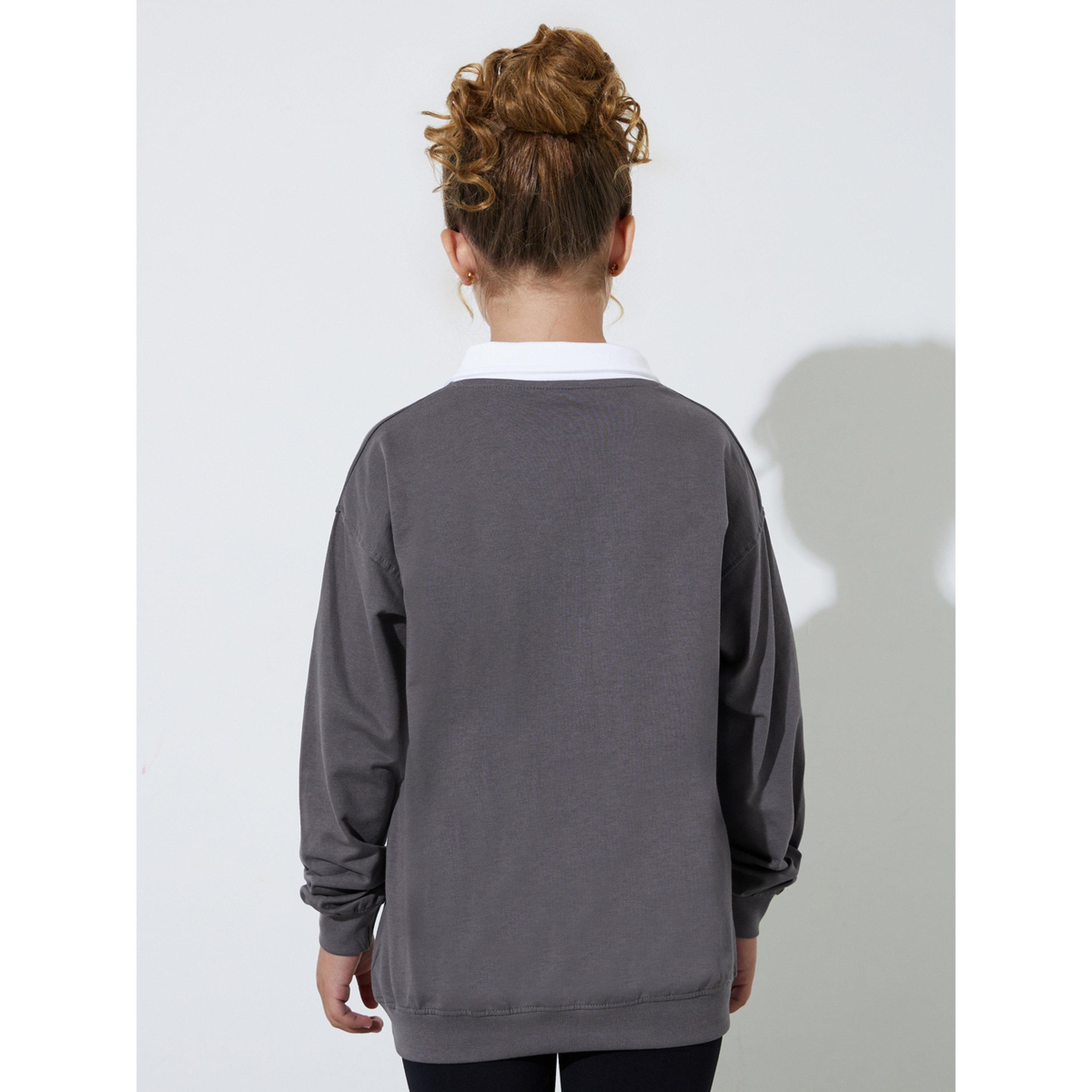 Styli Teen Girls Grey Oversized Graphic Polo Sweatshirt-girls-clothing-sweatshirts-image-3