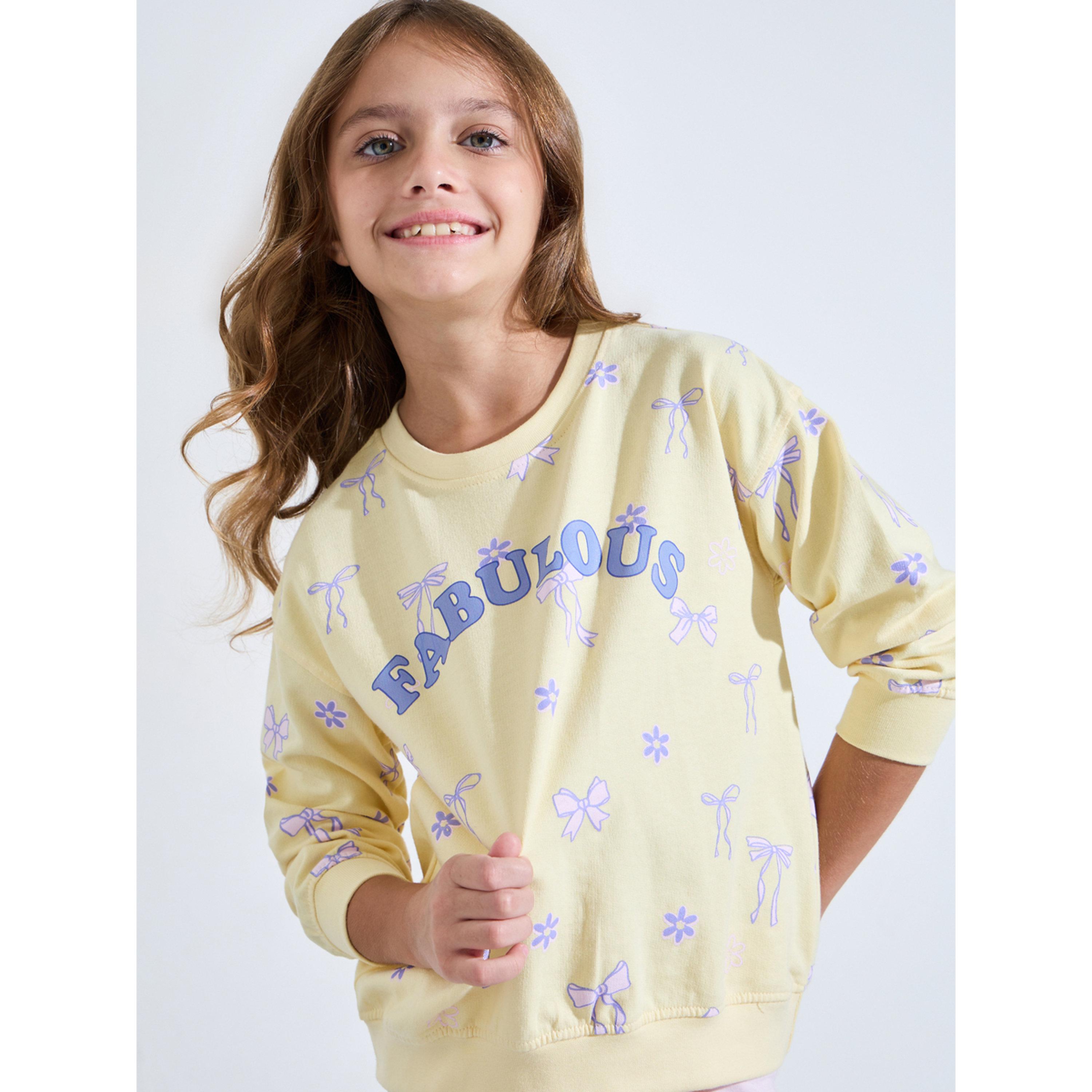 Styli Girls Yellow Graphic Print Oversized Sweatshirt-girls-clothing-sweatshirts-image-3