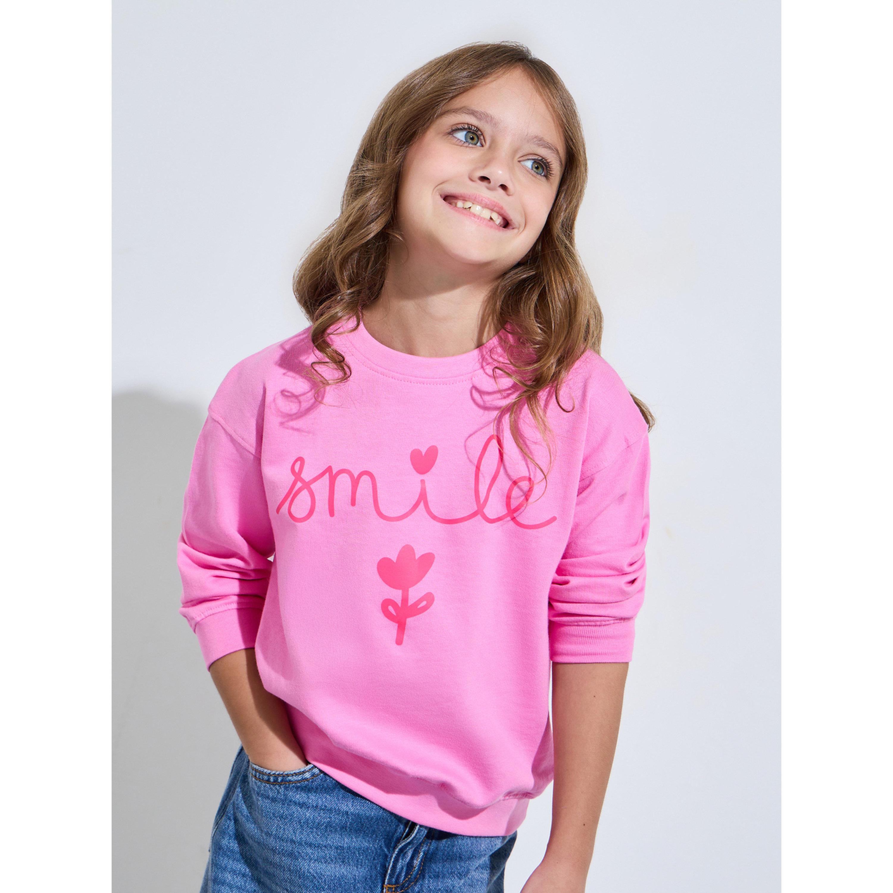 Styli Girls Pink Graphic Print Oversized Sweatshirt-girls-clothing-sweatshirts-image-1
