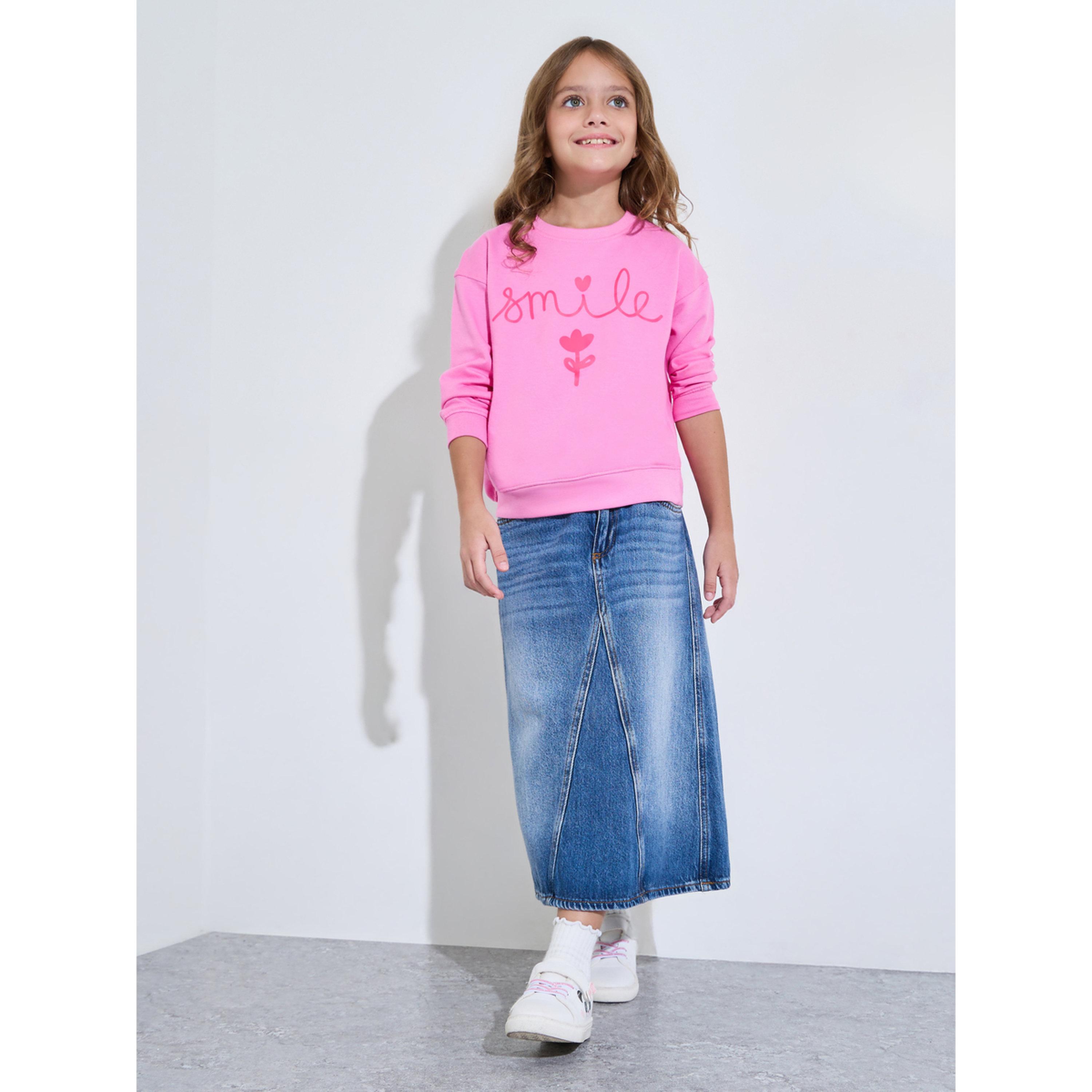 Styli Girls Pink Graphic Print Oversized Sweatshirt-girls-clothing-sweatshirts-image-2