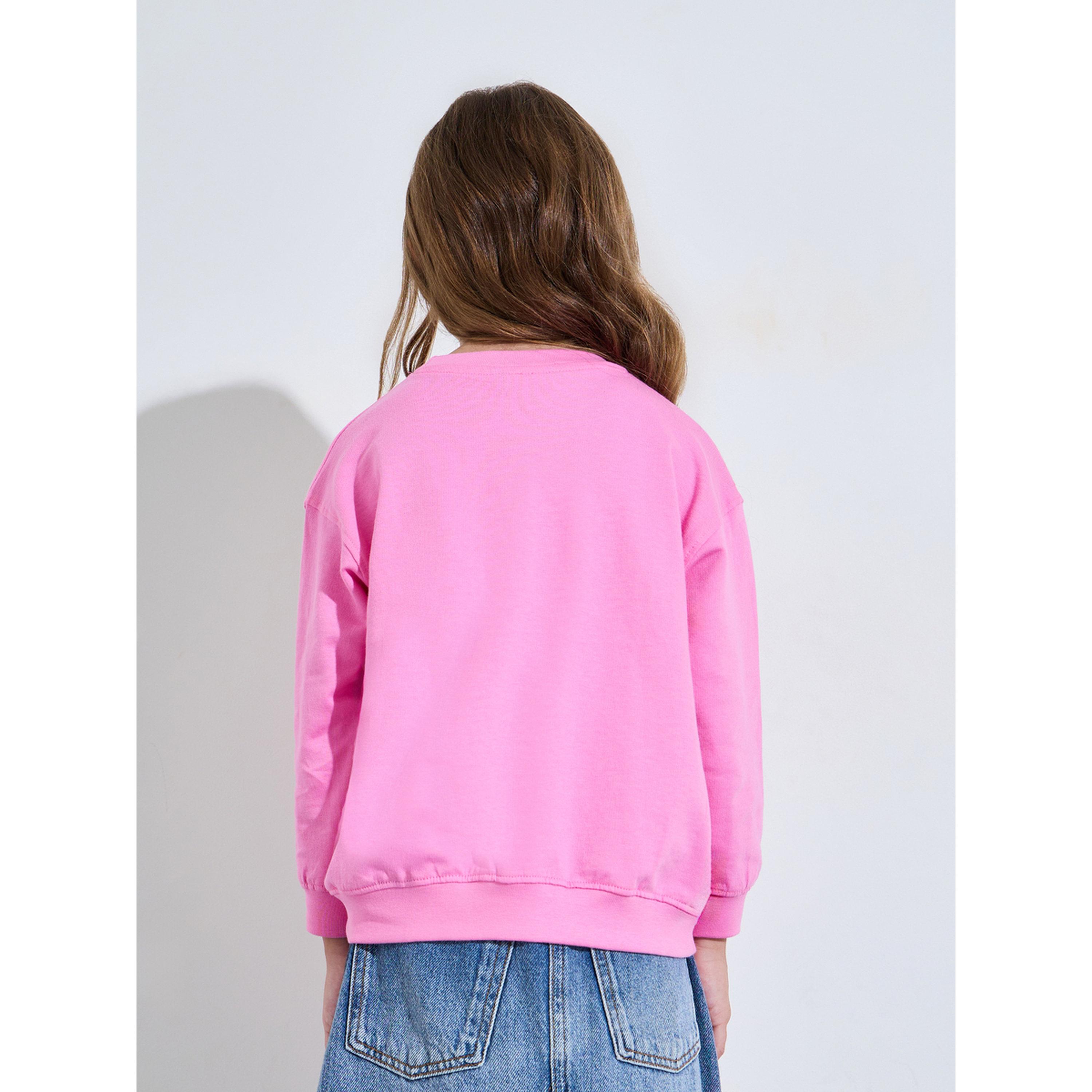 Styli Girls Pink Graphic Print Oversized Sweatshirt-girls-clothing-sweatshirts-image-3