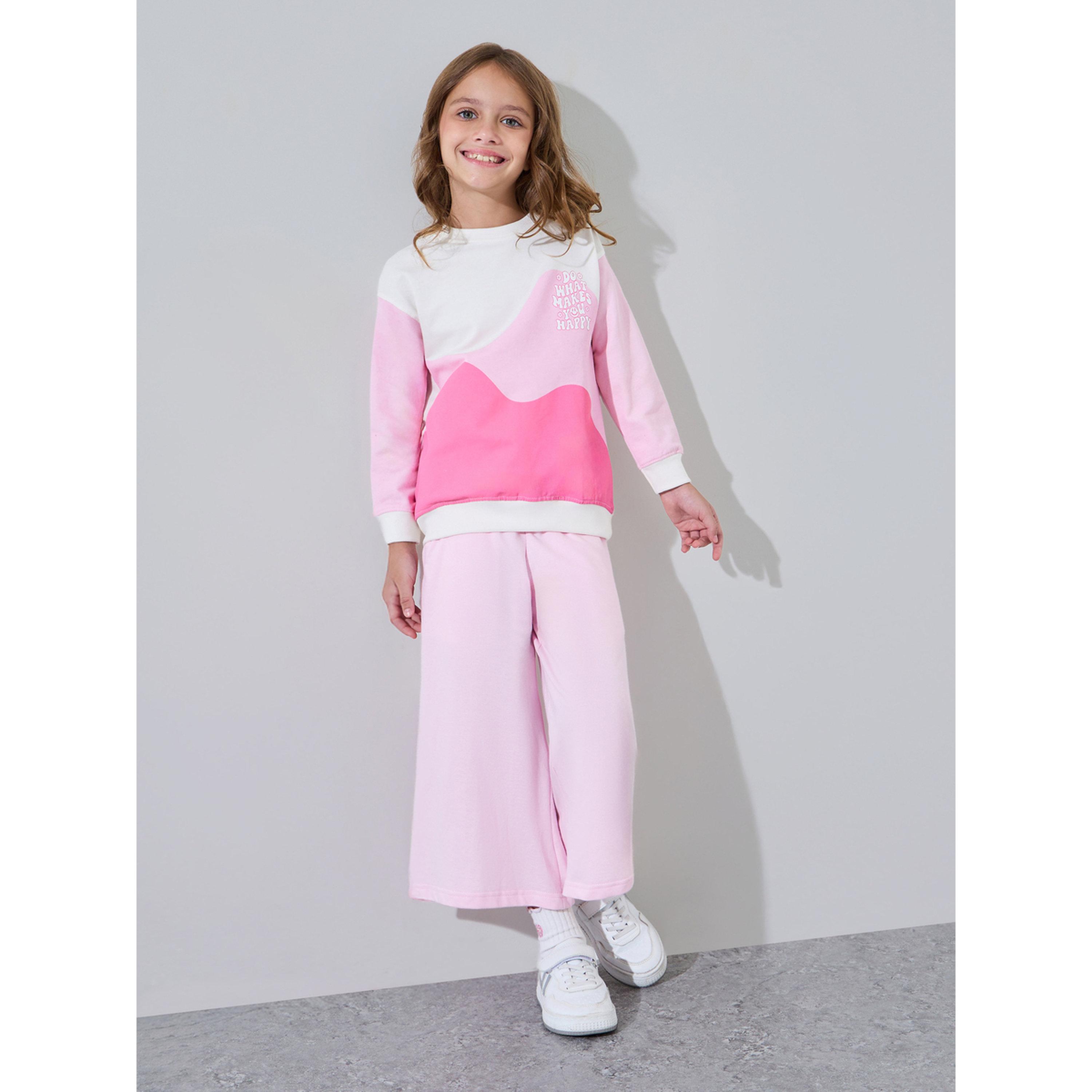 سويت شيرت واسع بنمط كتل الألوان وطبعة جرافيك للبنات-girls-clothing-sweatshirts-image-2