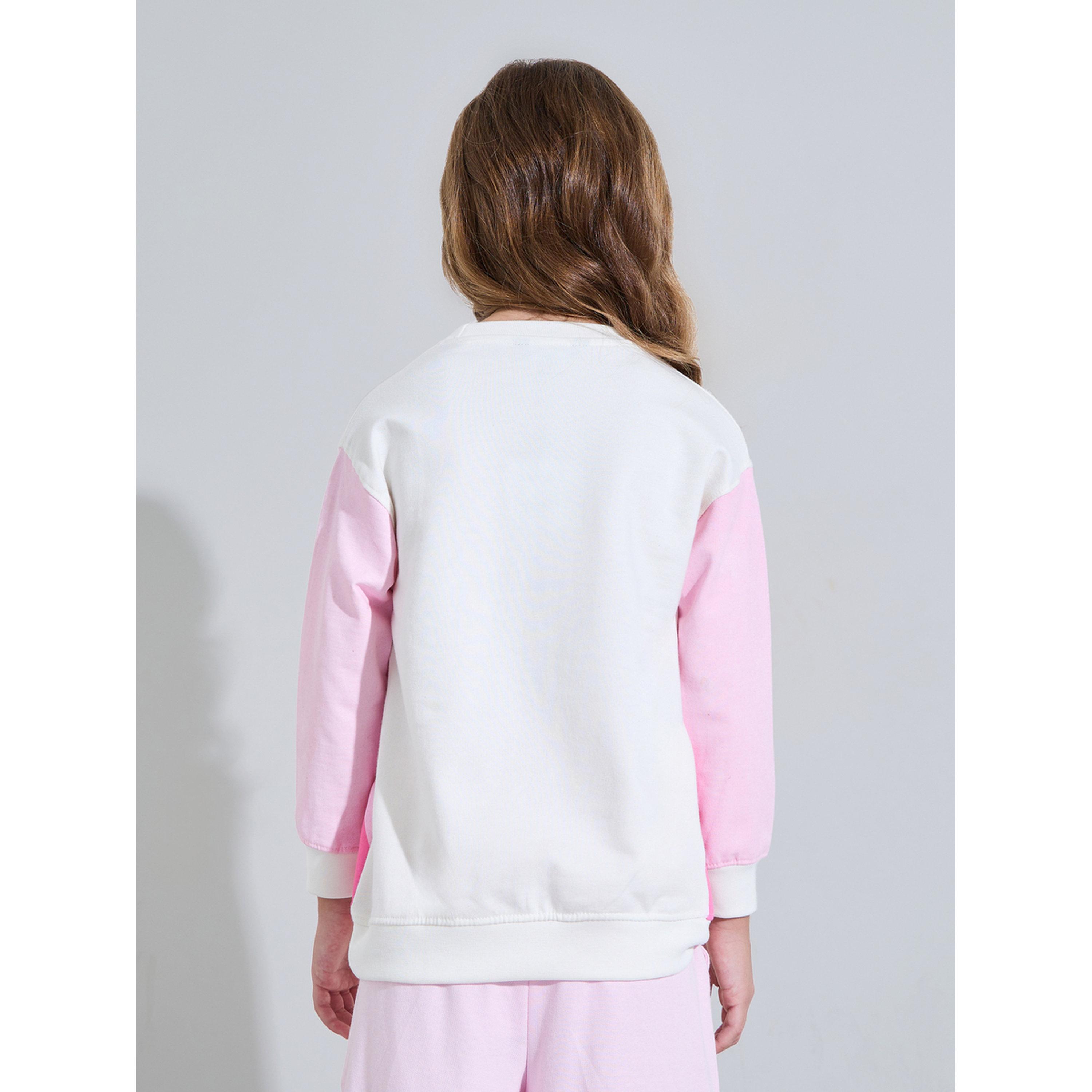 سويت شيرت واسع بنمط كتل الألوان وطبعة جرافيك للبنات-girls-clothing-sweatshirts-image-4
