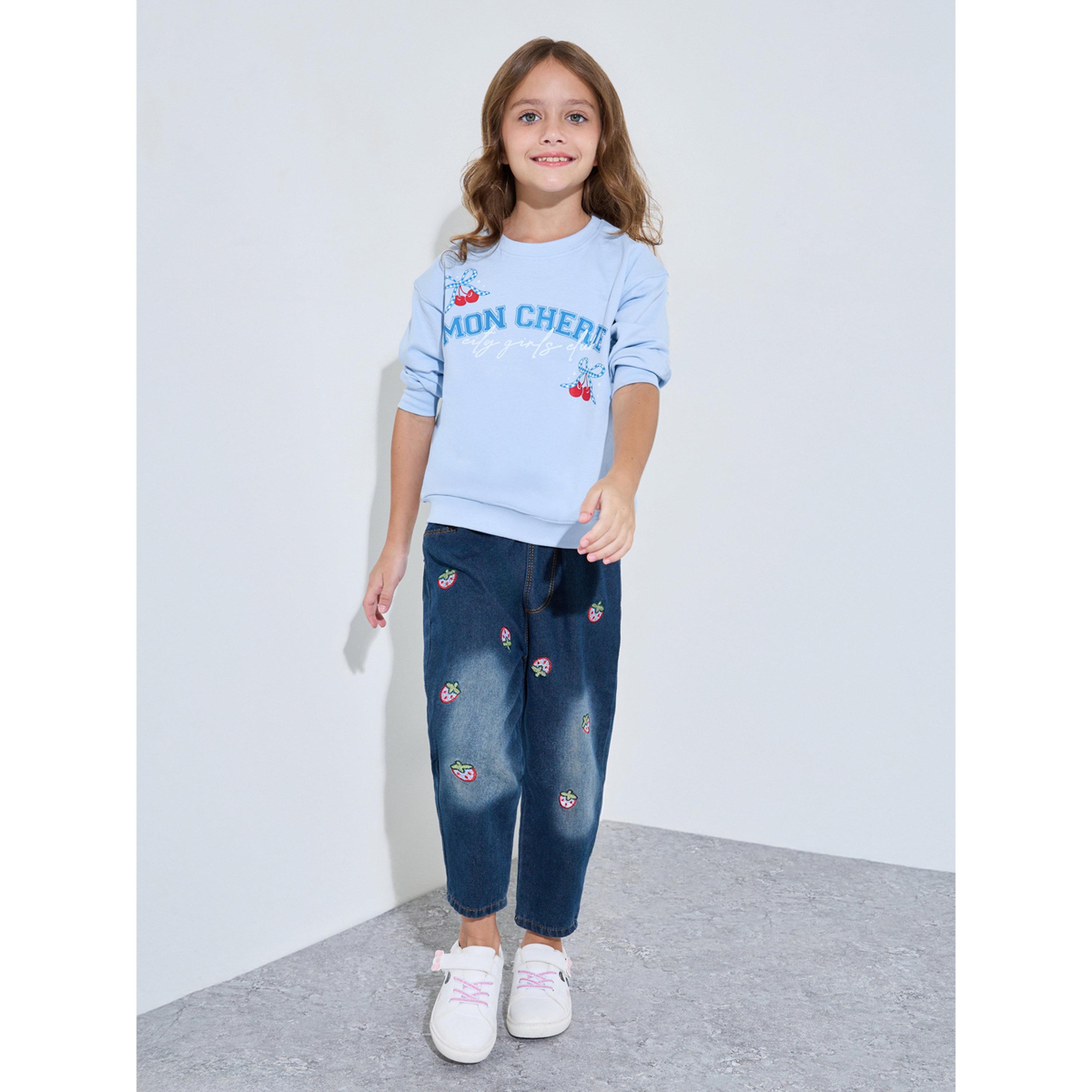 Styli Girls Blue Graphic Print Oversized Sweatshirt-girls-clothing-sweatshirts-image-2