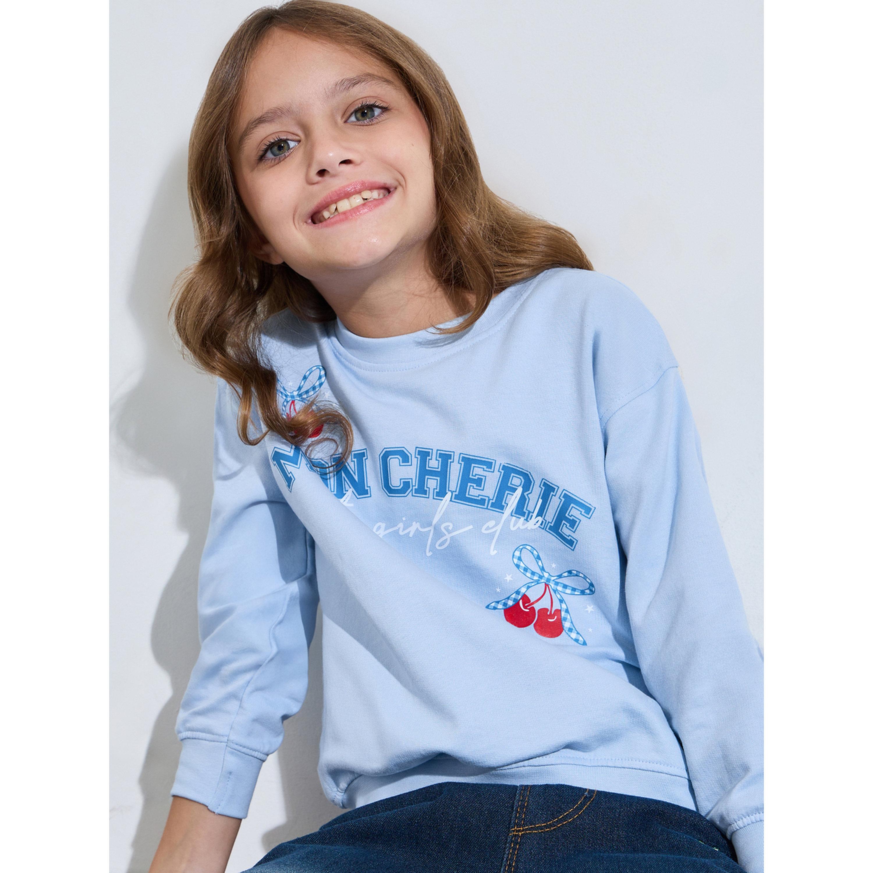 Styli Girls Blue Graphic Print Oversized Sweatshirt-girls-clothing-sweatshirts-image-4
