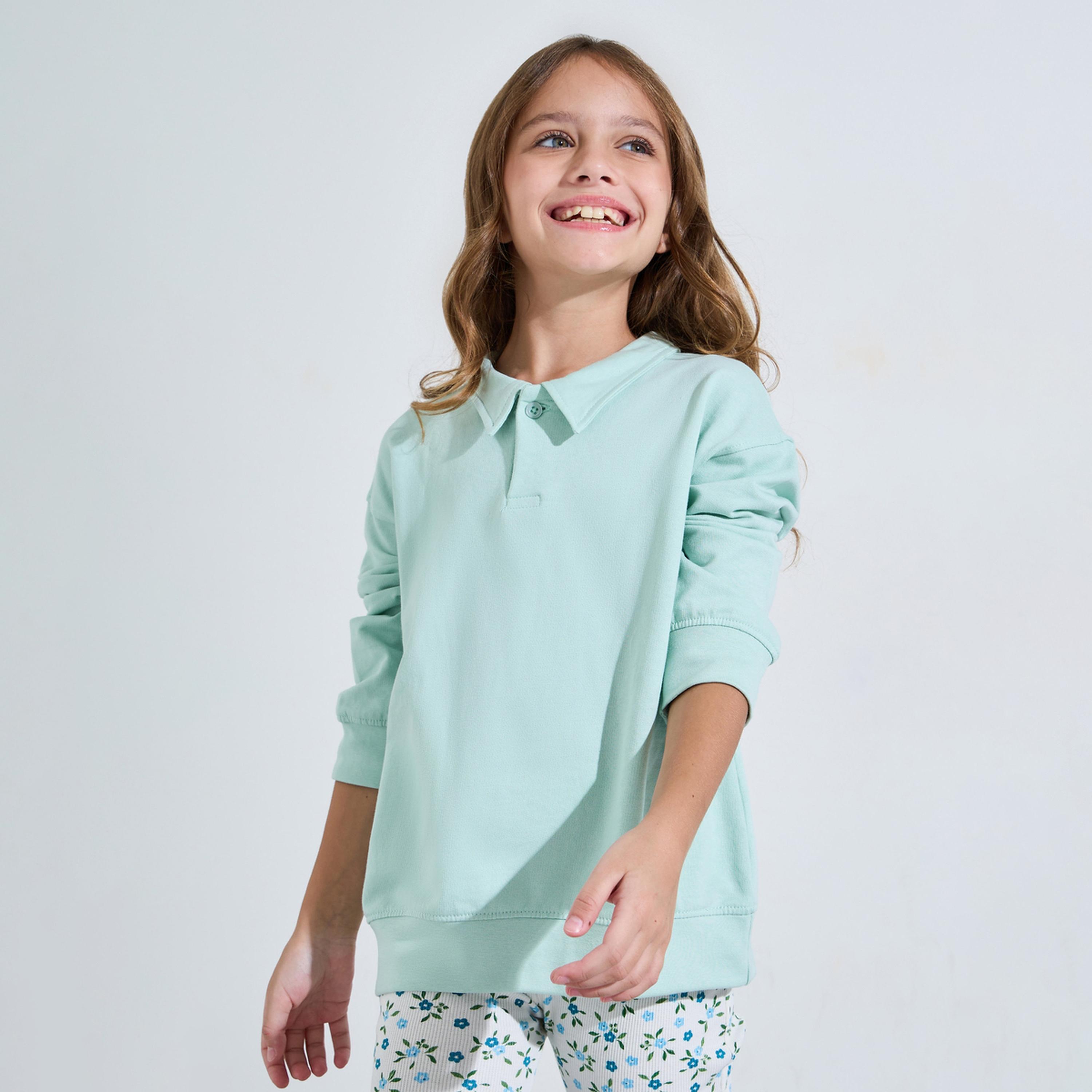سويت شيرت واسع بياقة للفتيات المراهقات-girls-clothing-sweatshirts-image-1