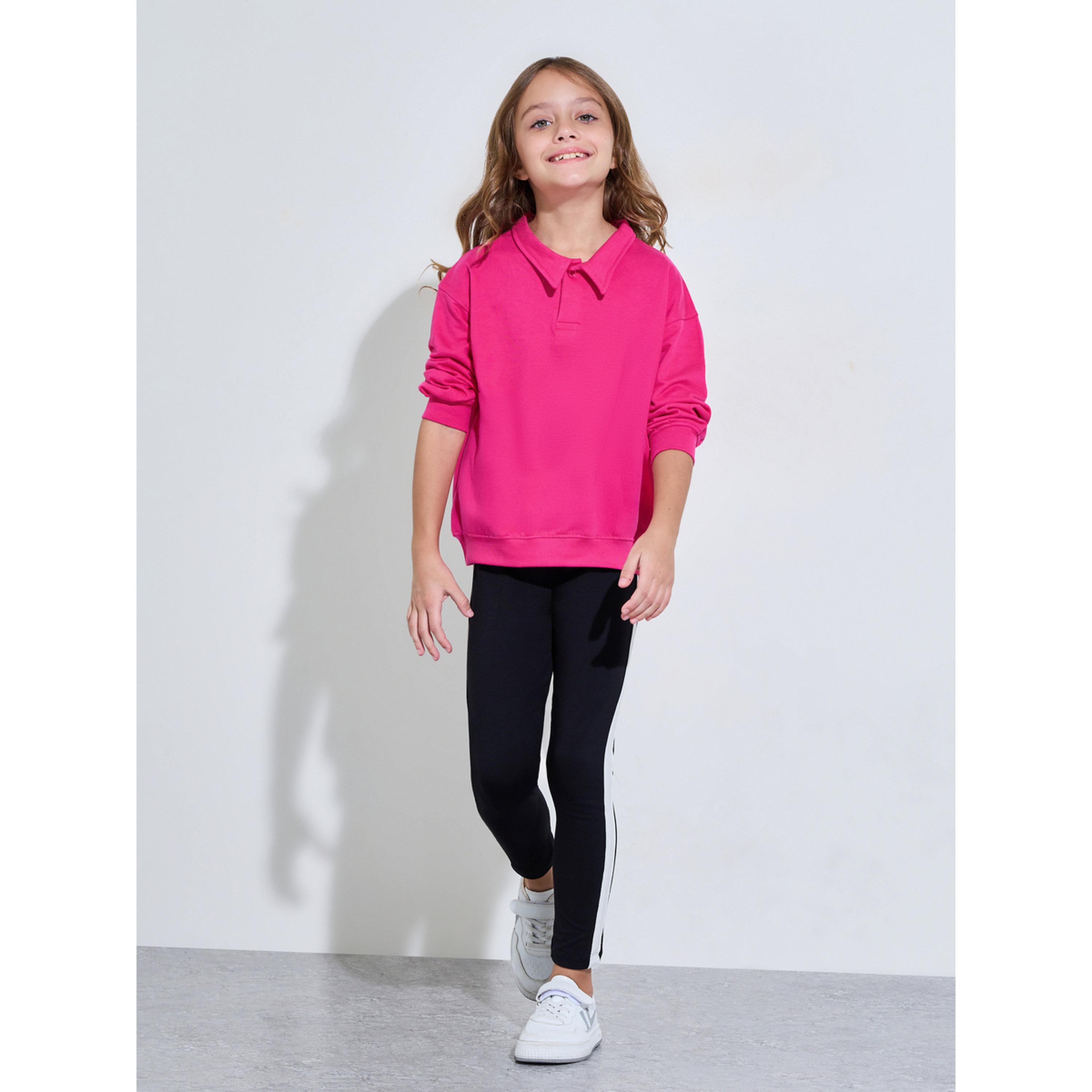 Styli Teen Girls Pink Collared Oversized Sweatshirt-girls-clothing-sweatshirts-image-2