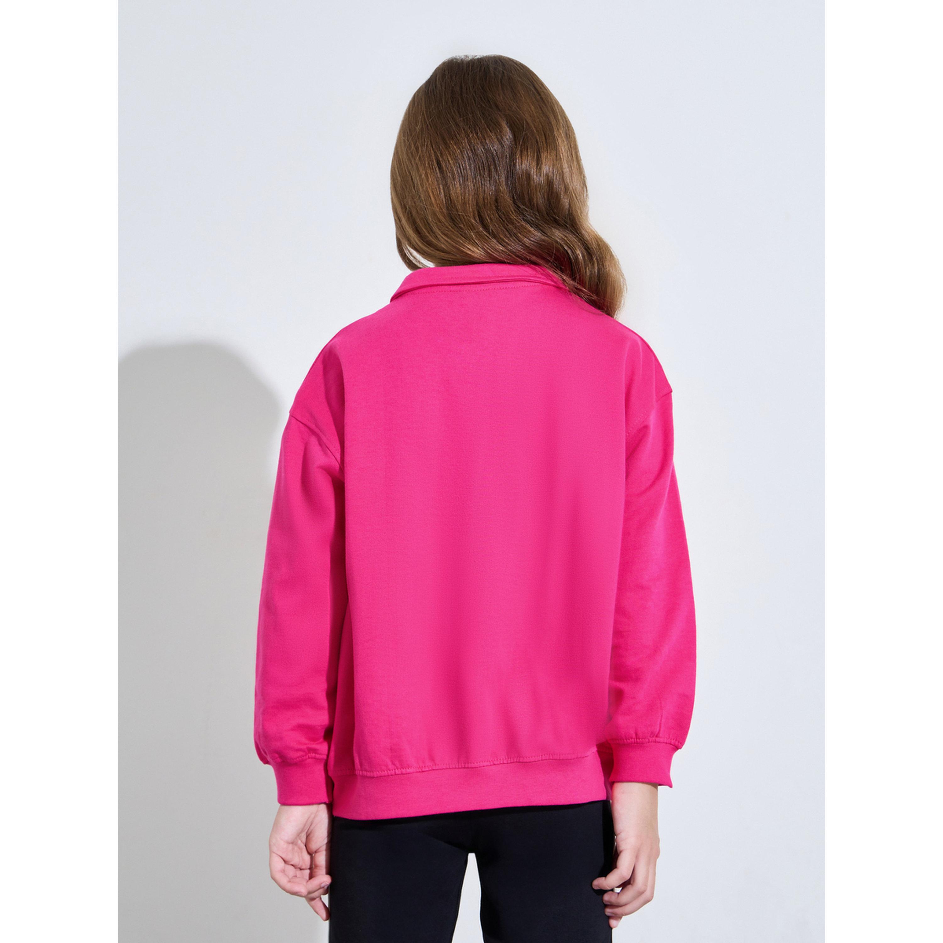Styli Teen Girls Pink Collared Oversized Sweatshirt-girls-clothing-sweatshirts-image-3