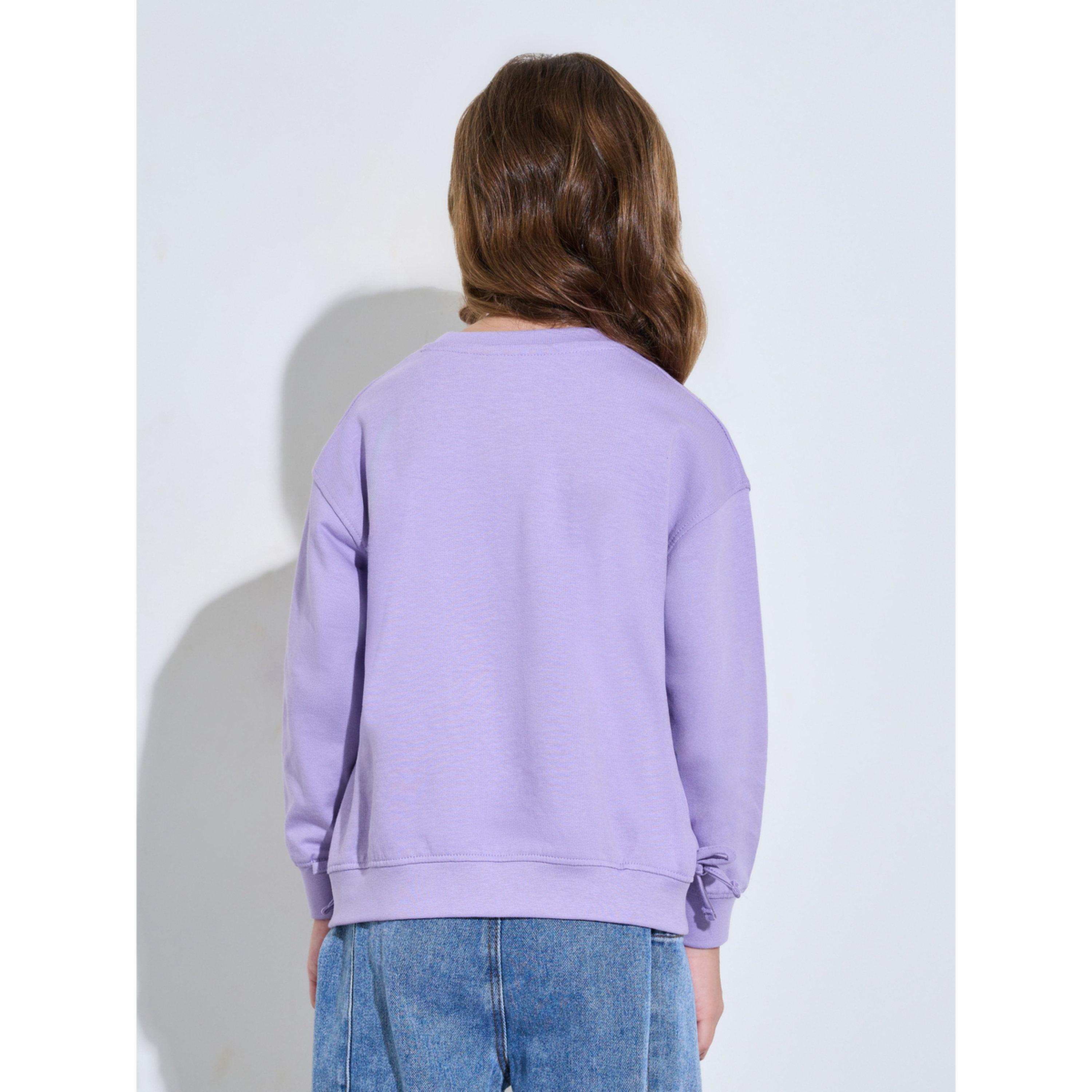 Styli Girls Lilac Solid Side Bow Details Oversized Sweatshirt-girls-clothing-sweatshirts-image-3