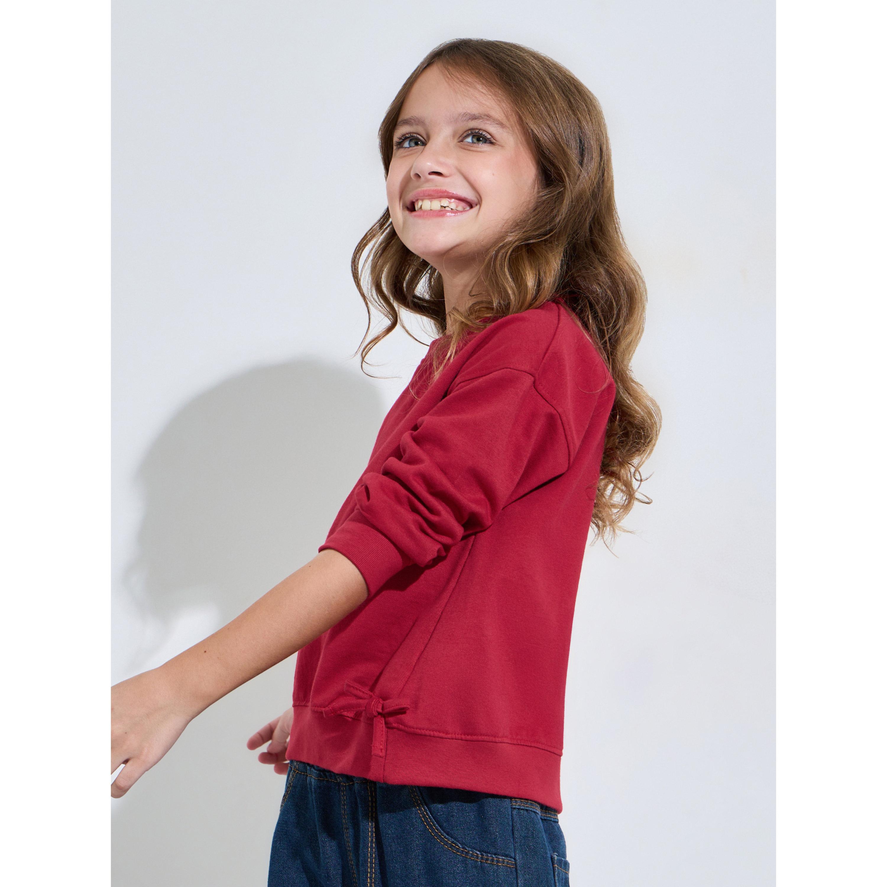 سويت شيرت واسع بلون سادة وتفاصيل فيونكة جانبية للبنات-girls-clothing-sweatshirts-image-3