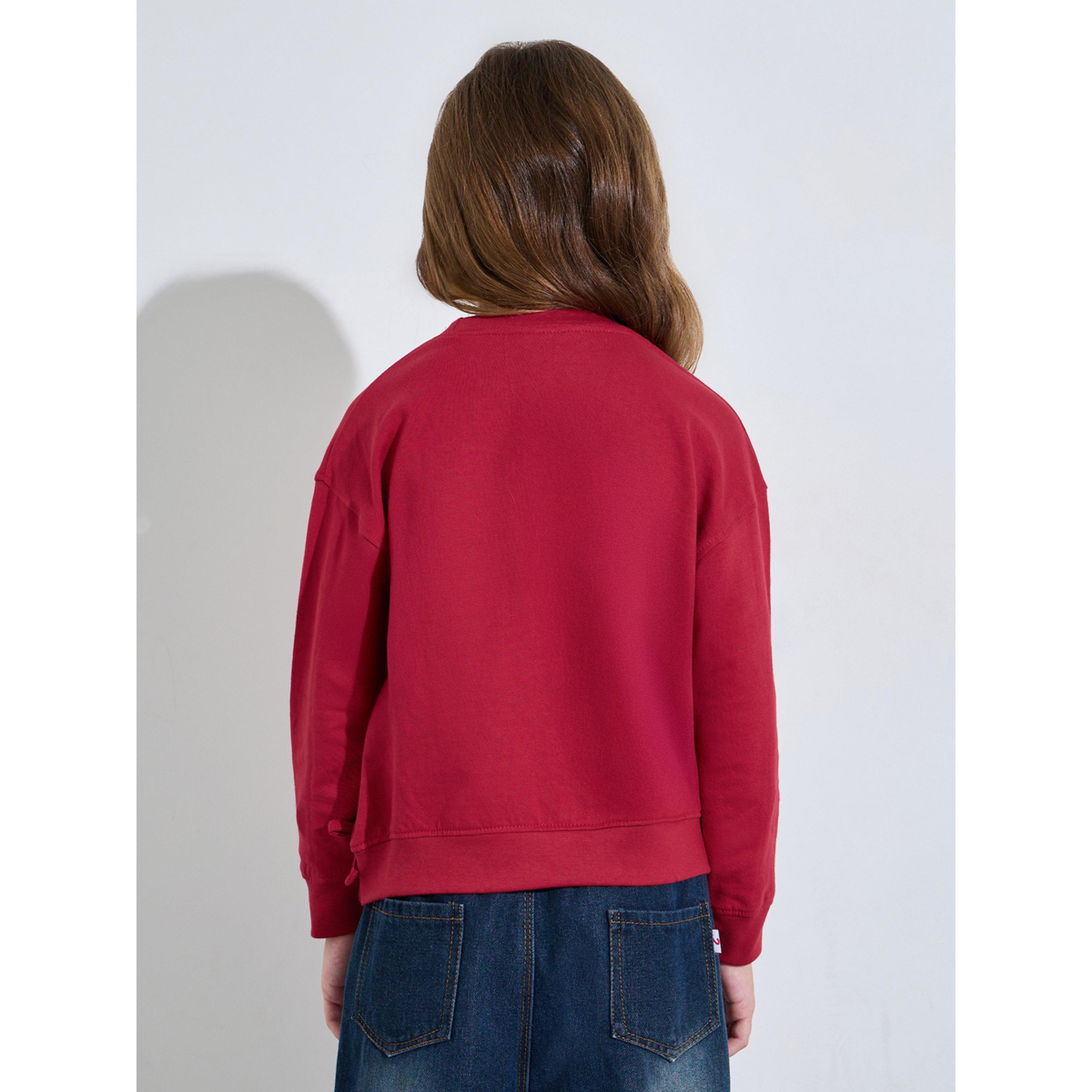 سويت شيرت واسع بلون سادة وتفاصيل فيونكة جانبية للبنات-girls-clothing-sweatshirts-image-4