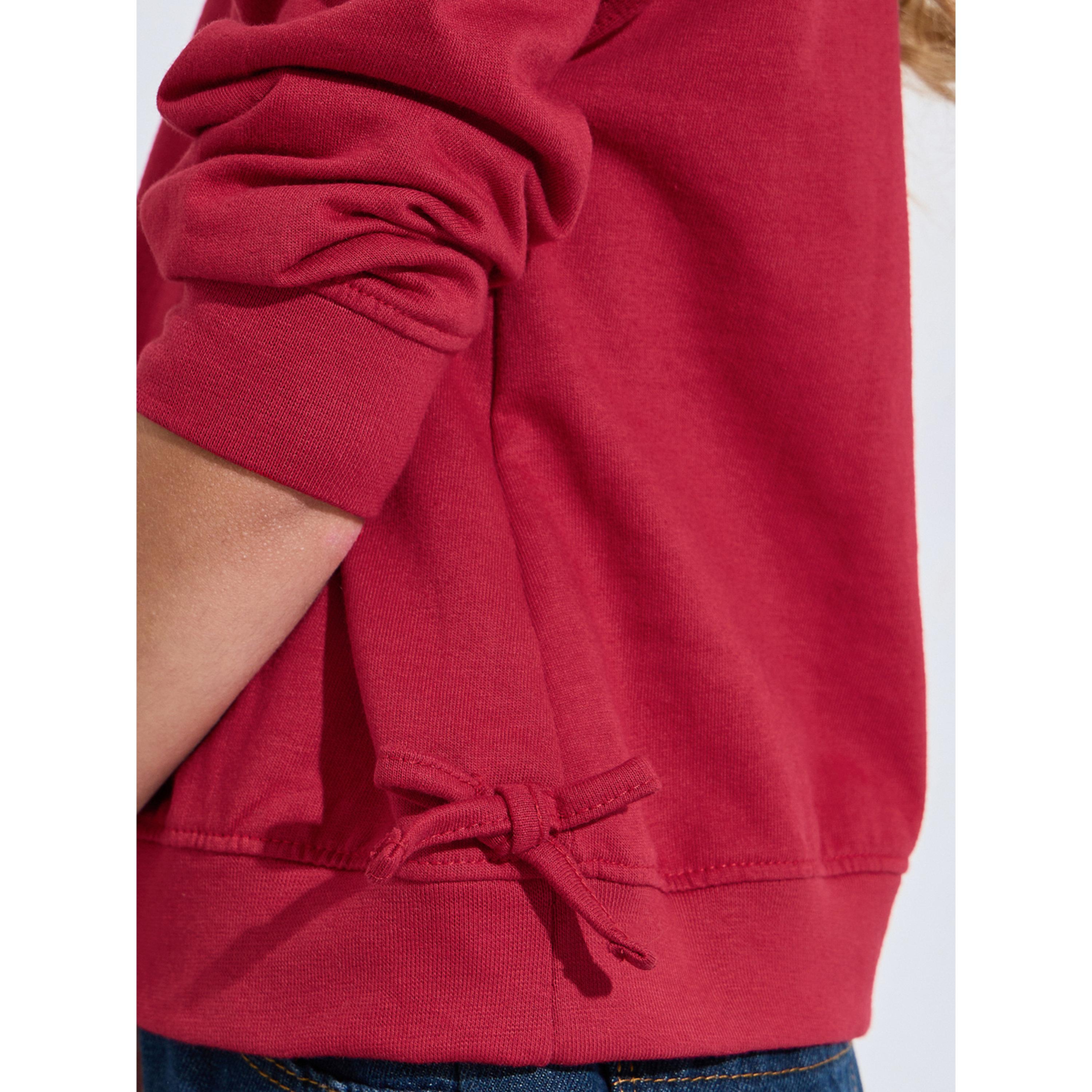 سويت شيرت واسع بلون سادة وتفاصيل فيونكة جانبية للبنات-girls-clothing-sweatshirts-image-5