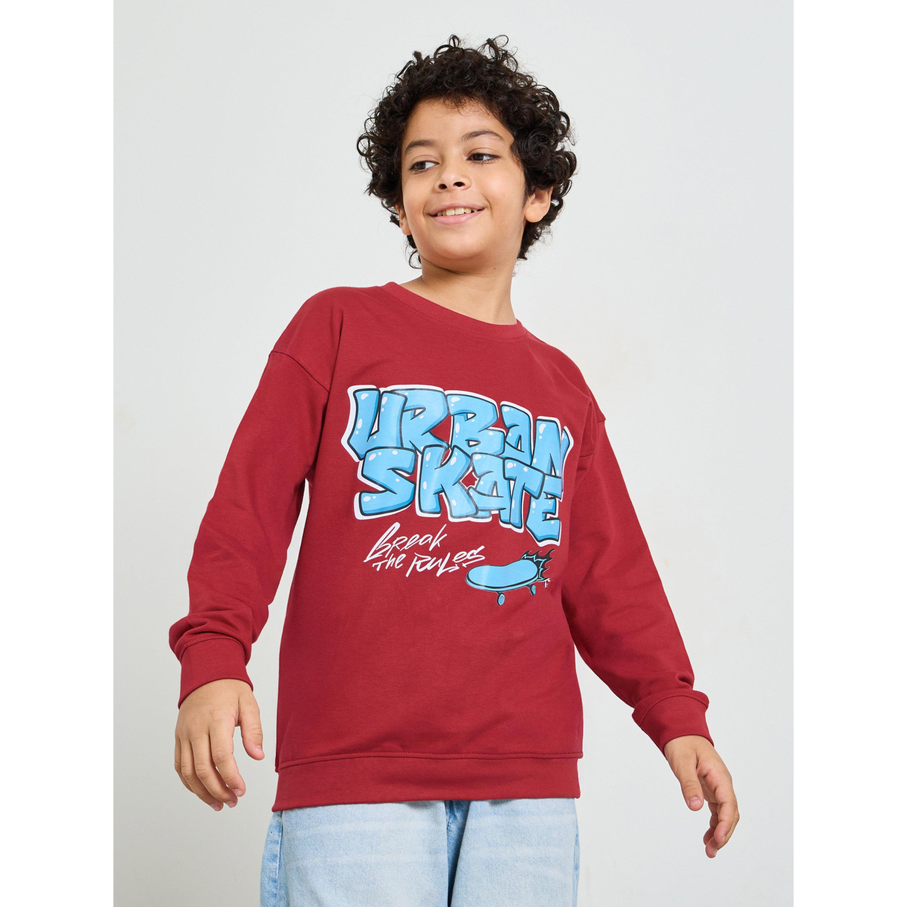 Styli Teen Boys Red Oversized Graphic Sweatshirt-boys-clothing-sweatshirts-image-1