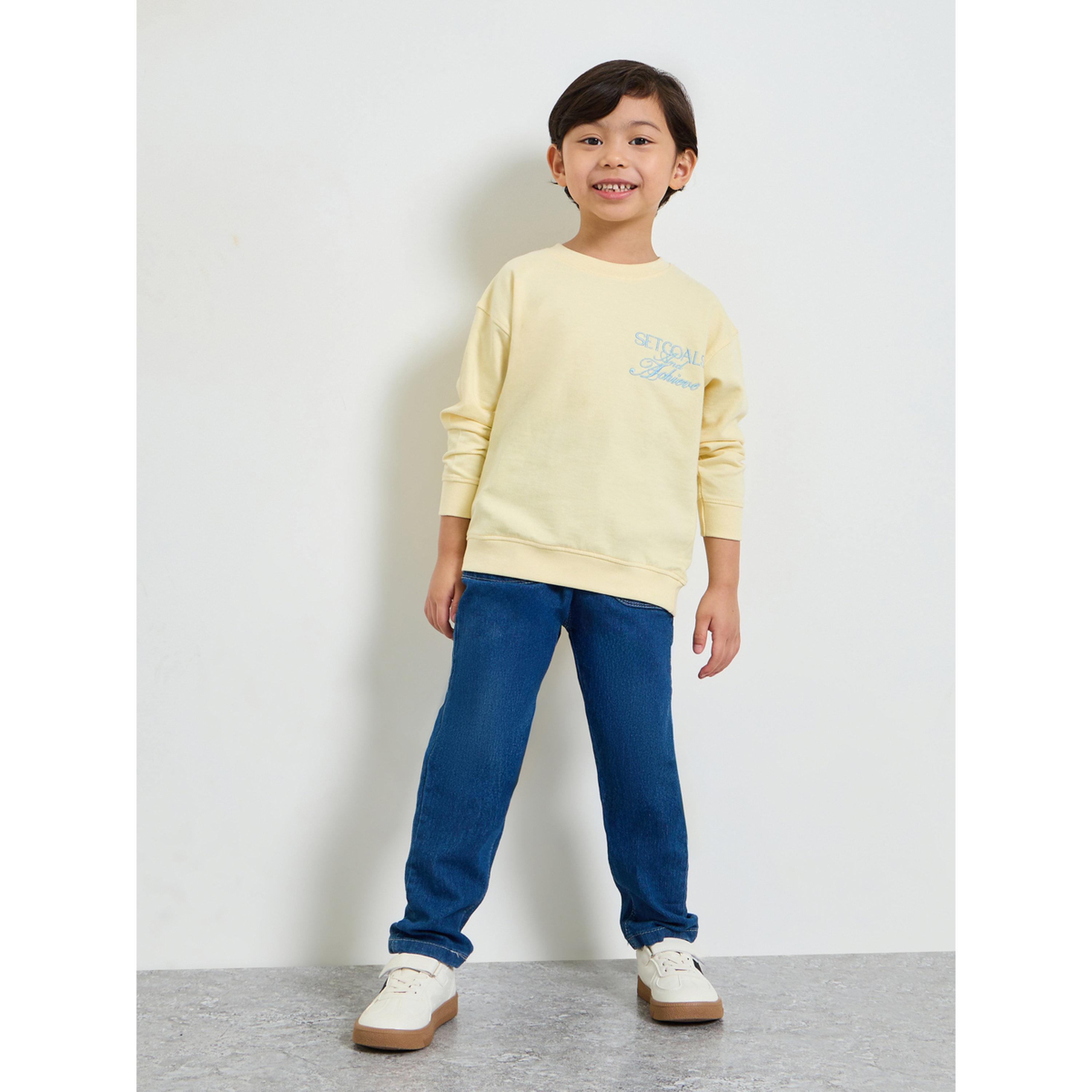 Styli Boys Yellow Embroidered Oversized Sweatshirt-boys-clothing-sweatshirts-image-2