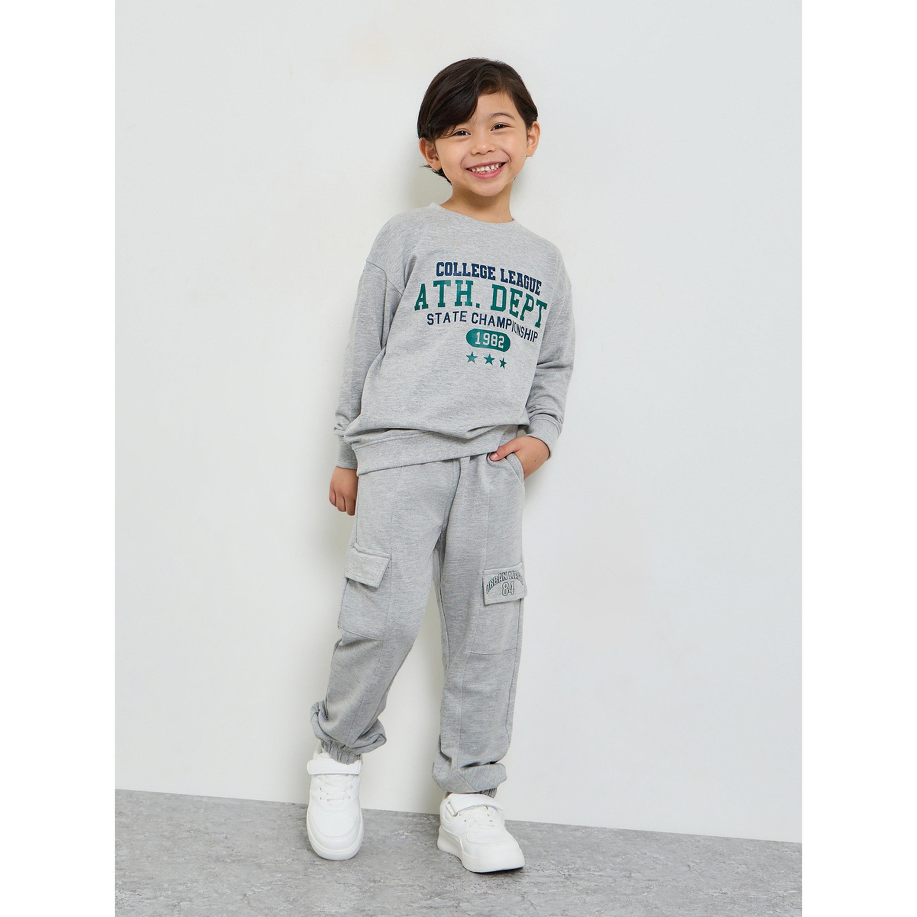 Styli Boys Grey Graphic Print Oversized Sweatshirt-boys-clothing-sweatshirts-image-2