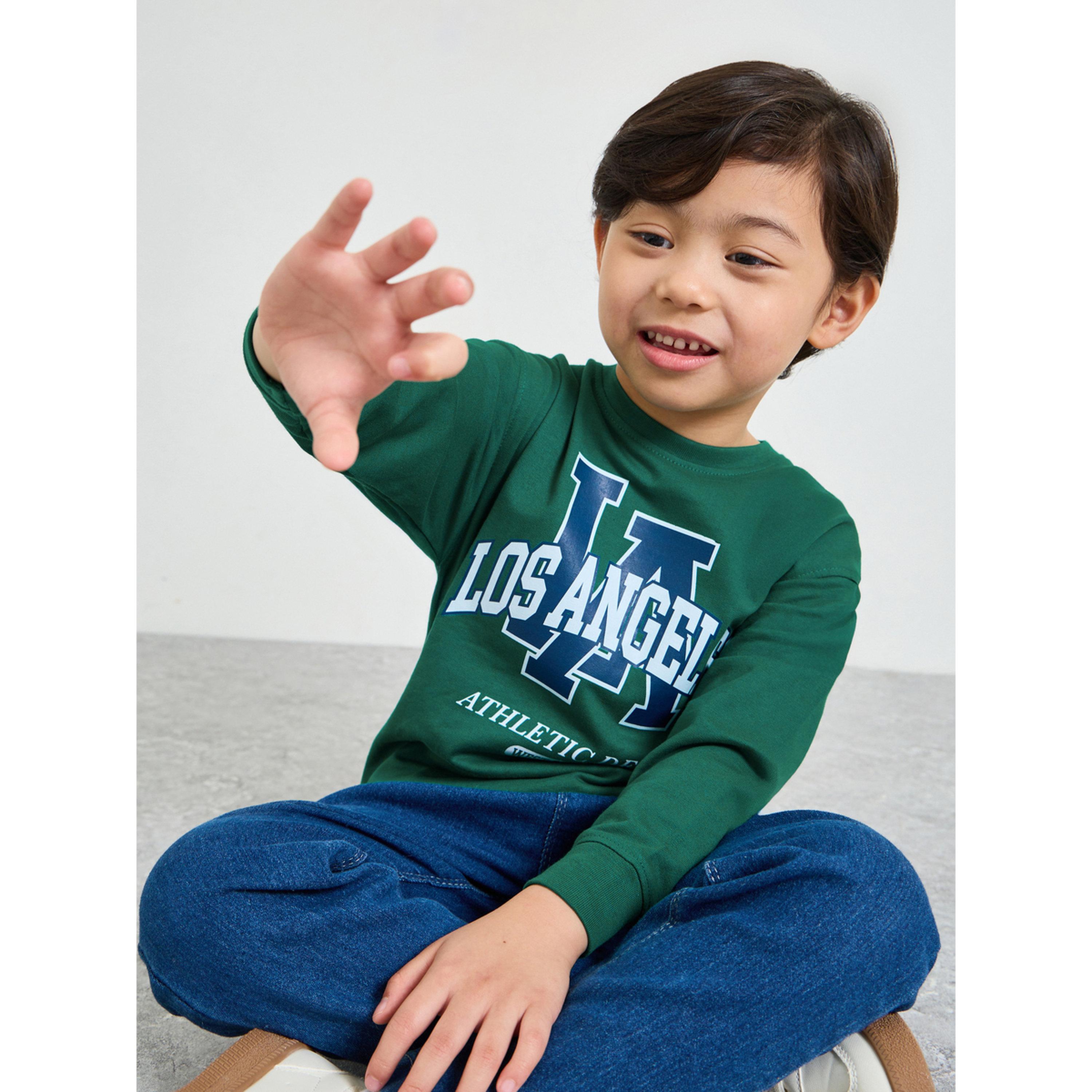 Styli Boys Dark Green Graphic Print Oversized Sweatshirt-boys-clothing-sweatshirts-image-3