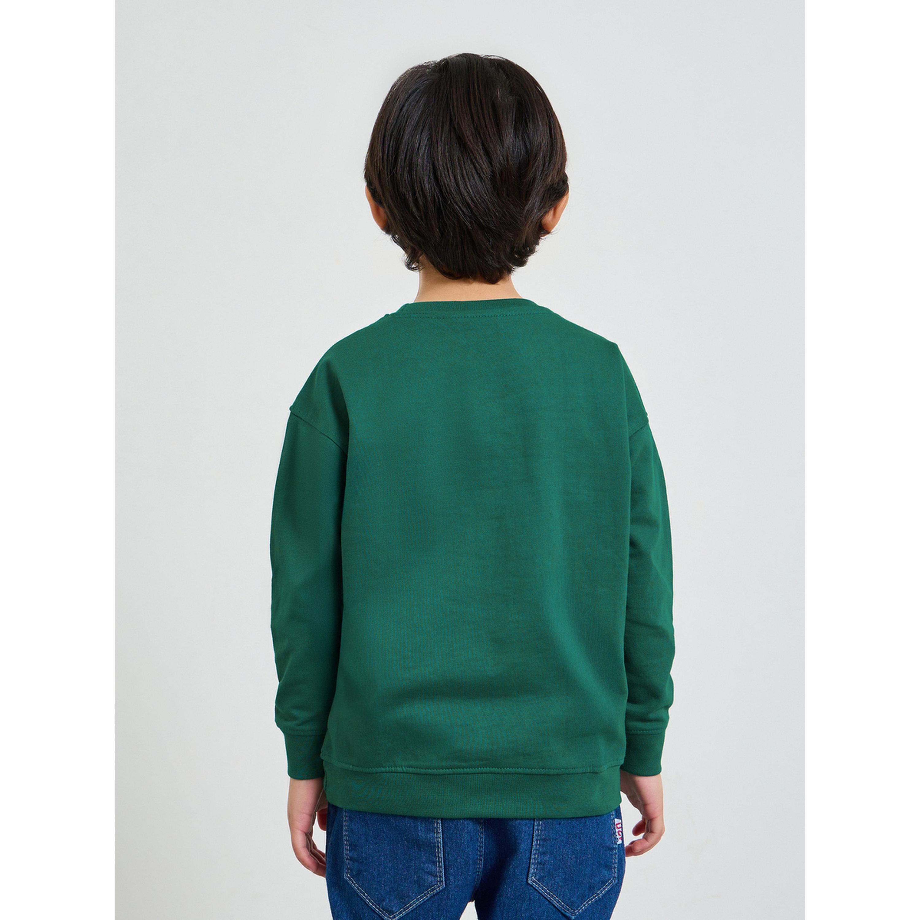 Styli Boys Dark Green Graphic Print Oversized Sweatshirt-boys-clothing-sweatshirts-image-4
