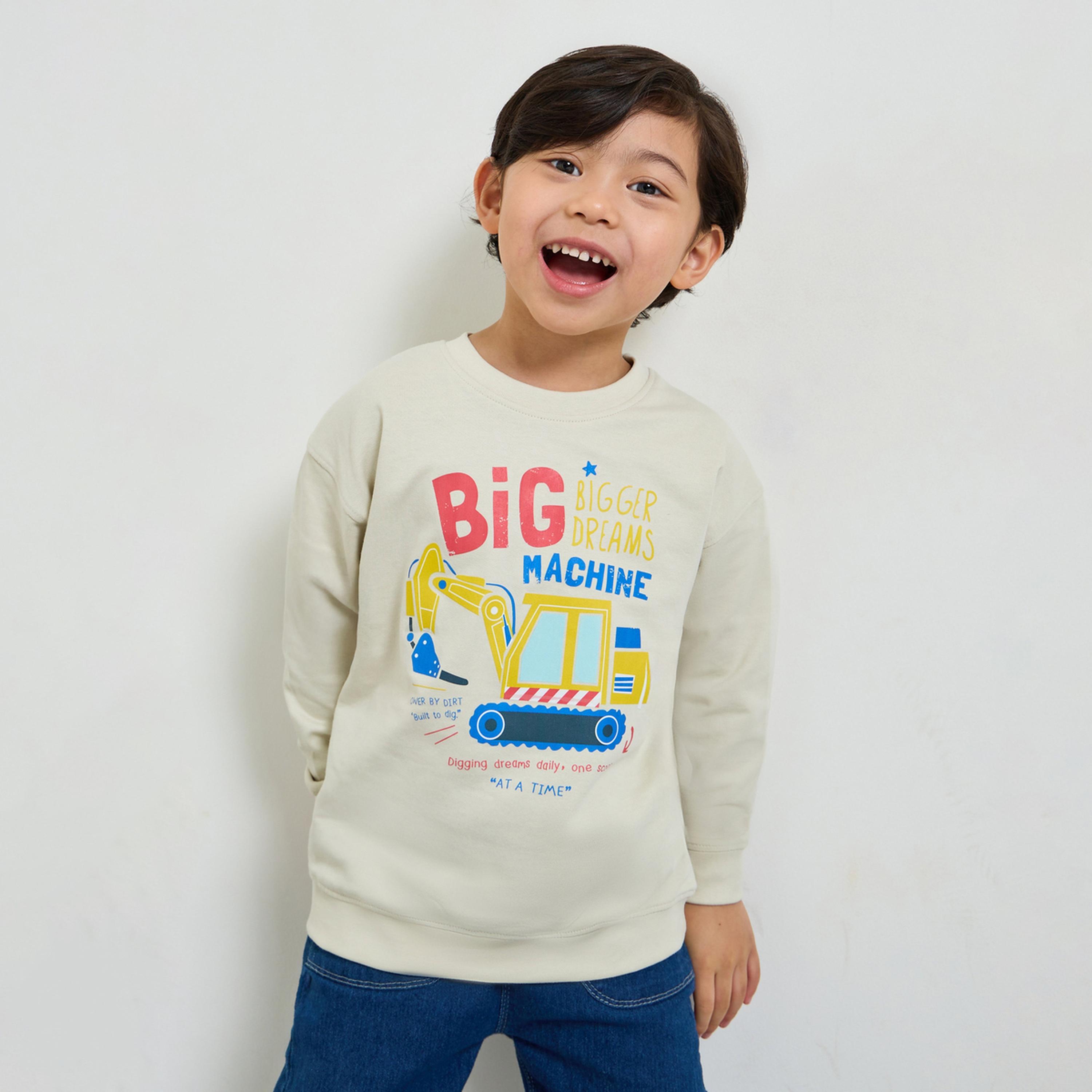 Styli Boys Beige Graphic Print Oversized Sweatshirt-boys-clothing-sweatshirts-image-1