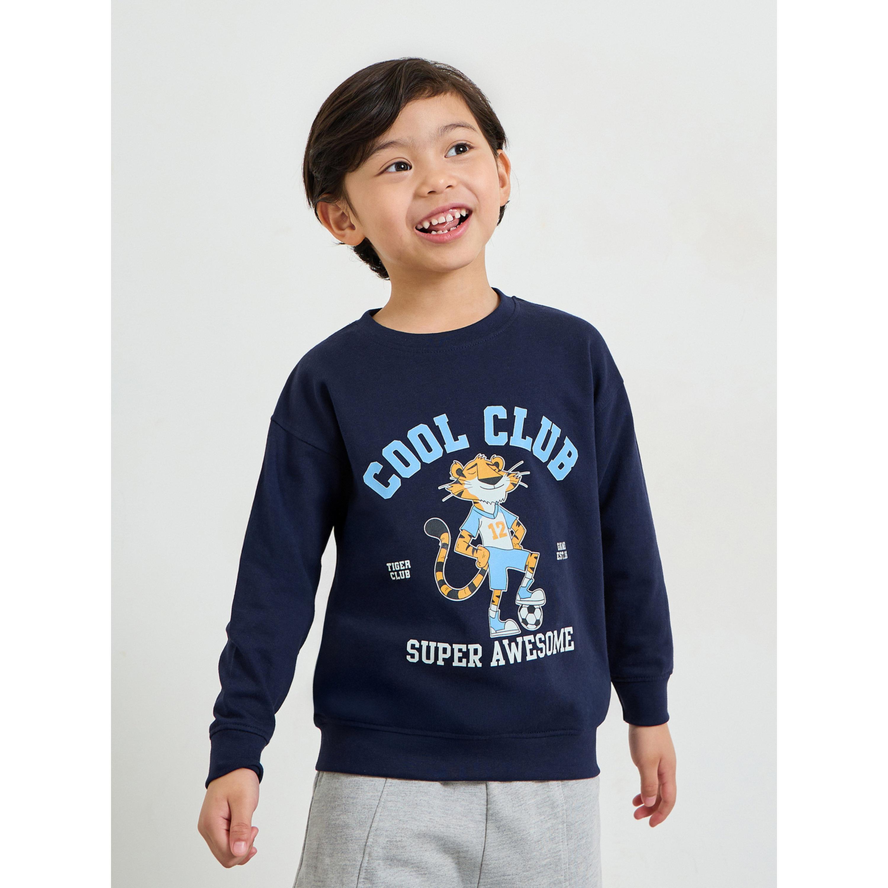 Styli Boys Navy Blue Graphic Print Oversized Sweatshirt-boys-clothing-sweatshirts-image-1