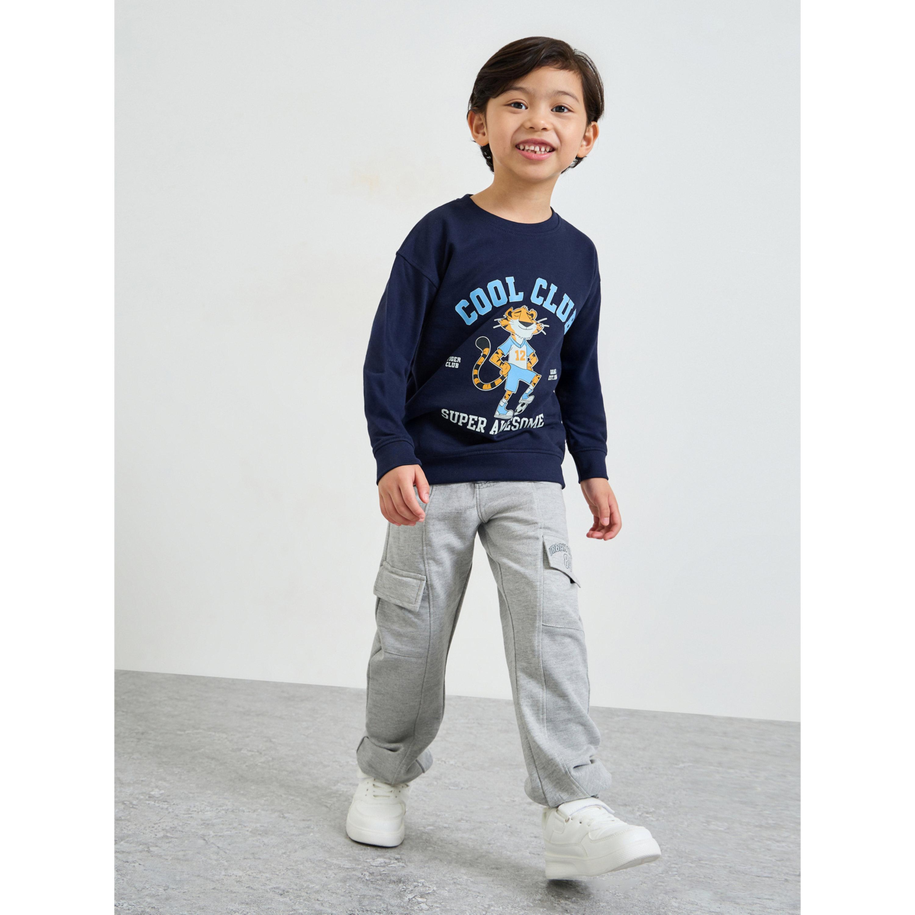 Styli Boys Navy Blue Graphic Print Oversized Sweatshirt-boys-clothing-sweatshirts-image-2