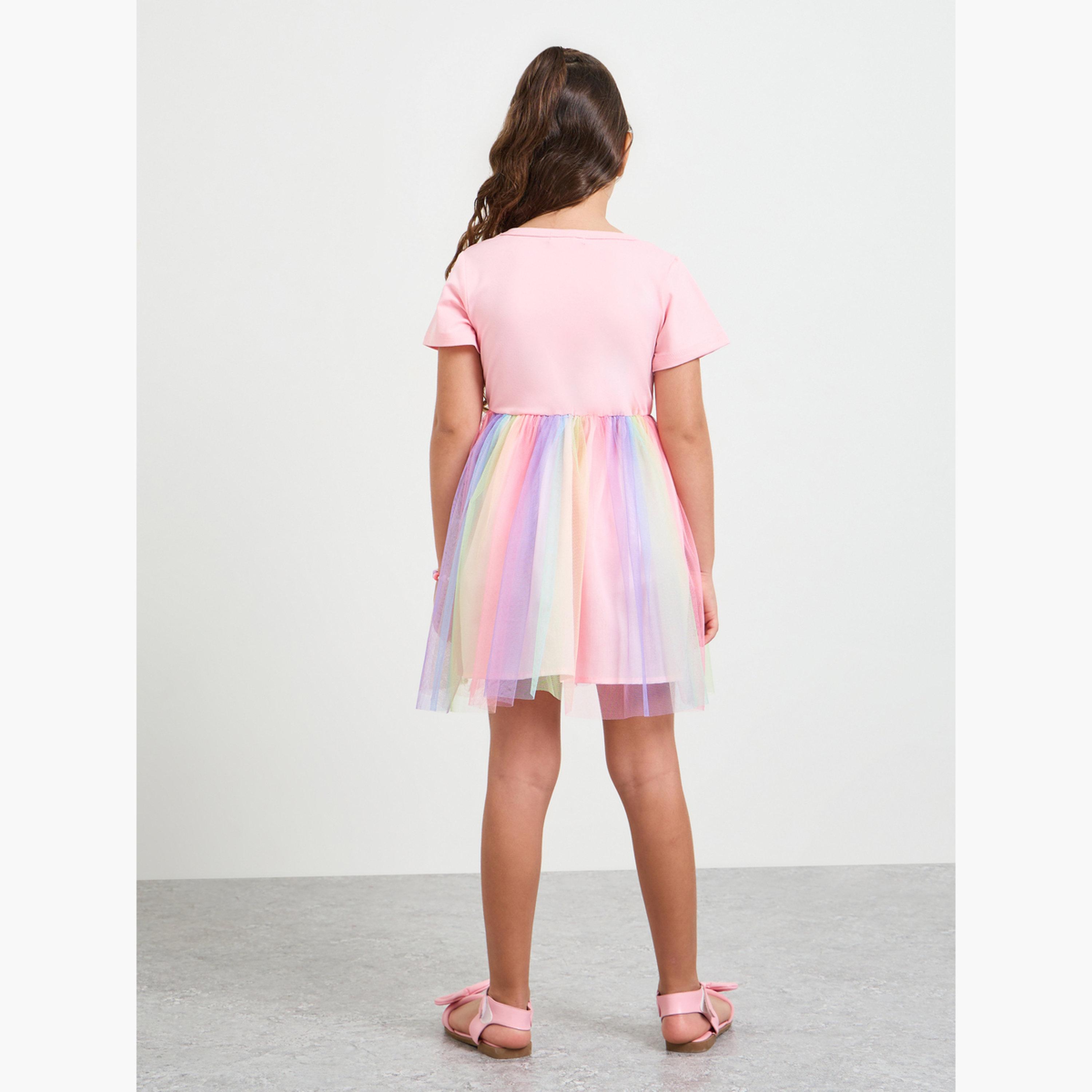 فستان مش بطبقات ونقشة فراشات للبنات-girls-clothing-bottoms-skirts-image-3