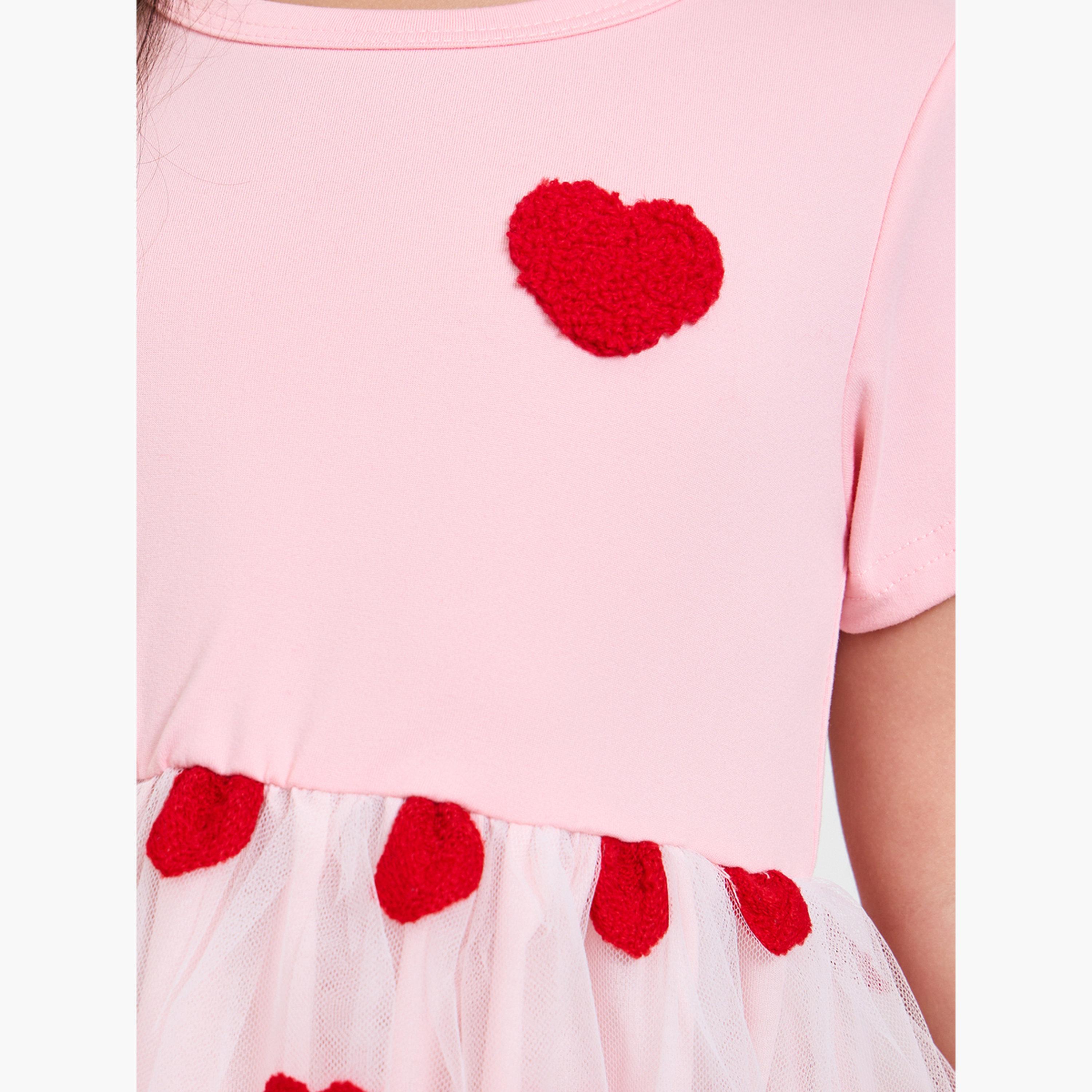 فستان كاجوال بطبعة شبك وقلوب للبنات-girls-clothing-bottoms-skirts-image-4