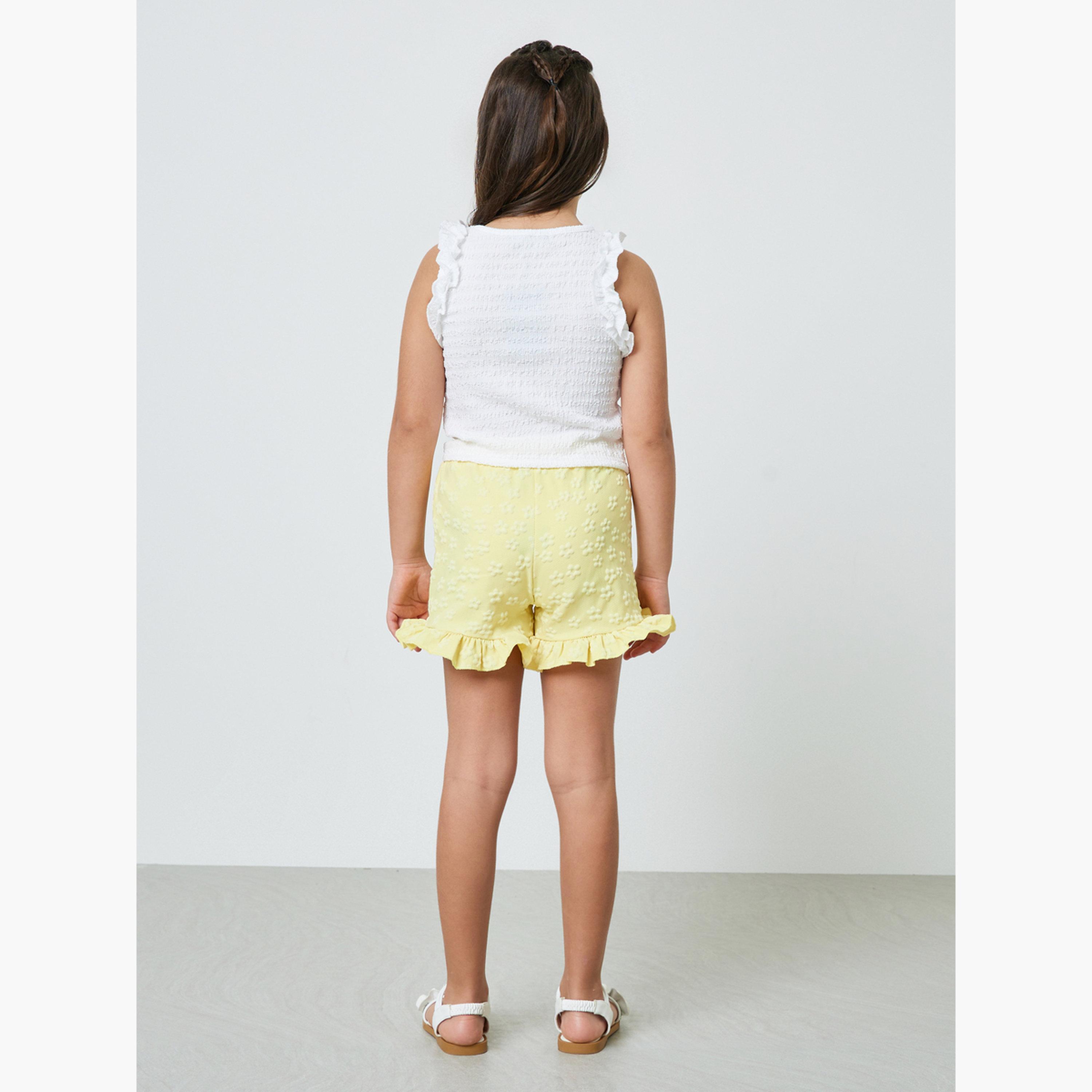 مجموعة من شورت وبلوزة بلا أكمام بتفاصيل زهور للبنات-girls-clothing-setsandcoords-image-4