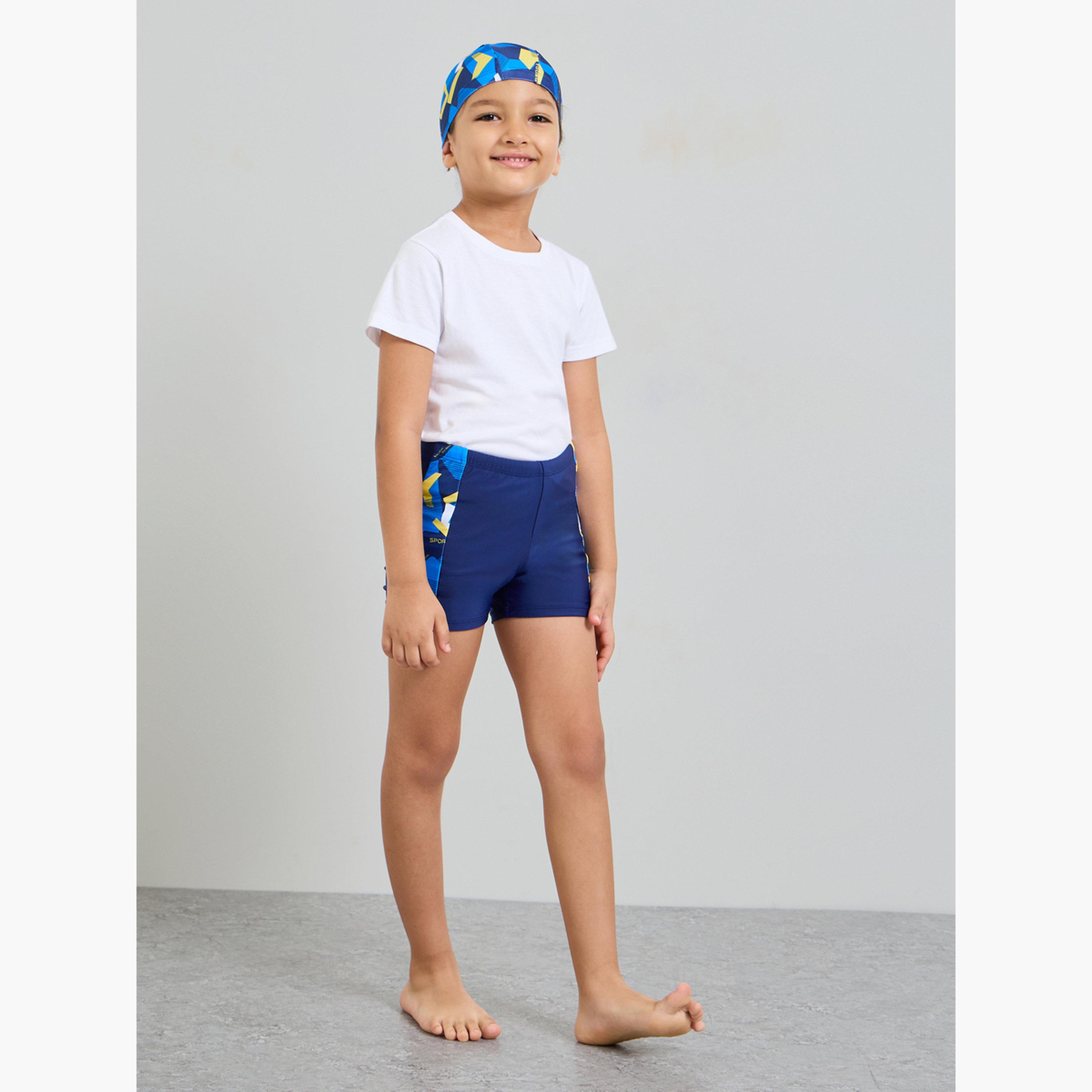Styli Boys Side Pannel Print Swim Shorts with Cap-boys-clothing-swimwear-image-2