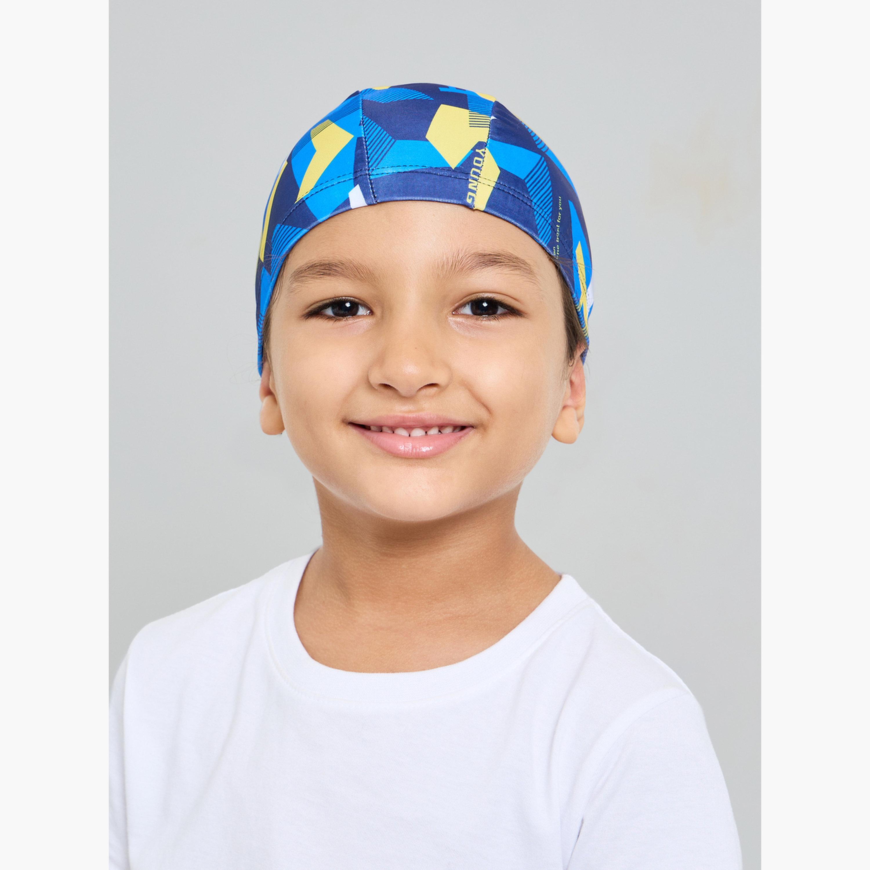 Styli Boys Side Pannel Print Swim Shorts with Cap-boys-clothing-swimwear-image-3