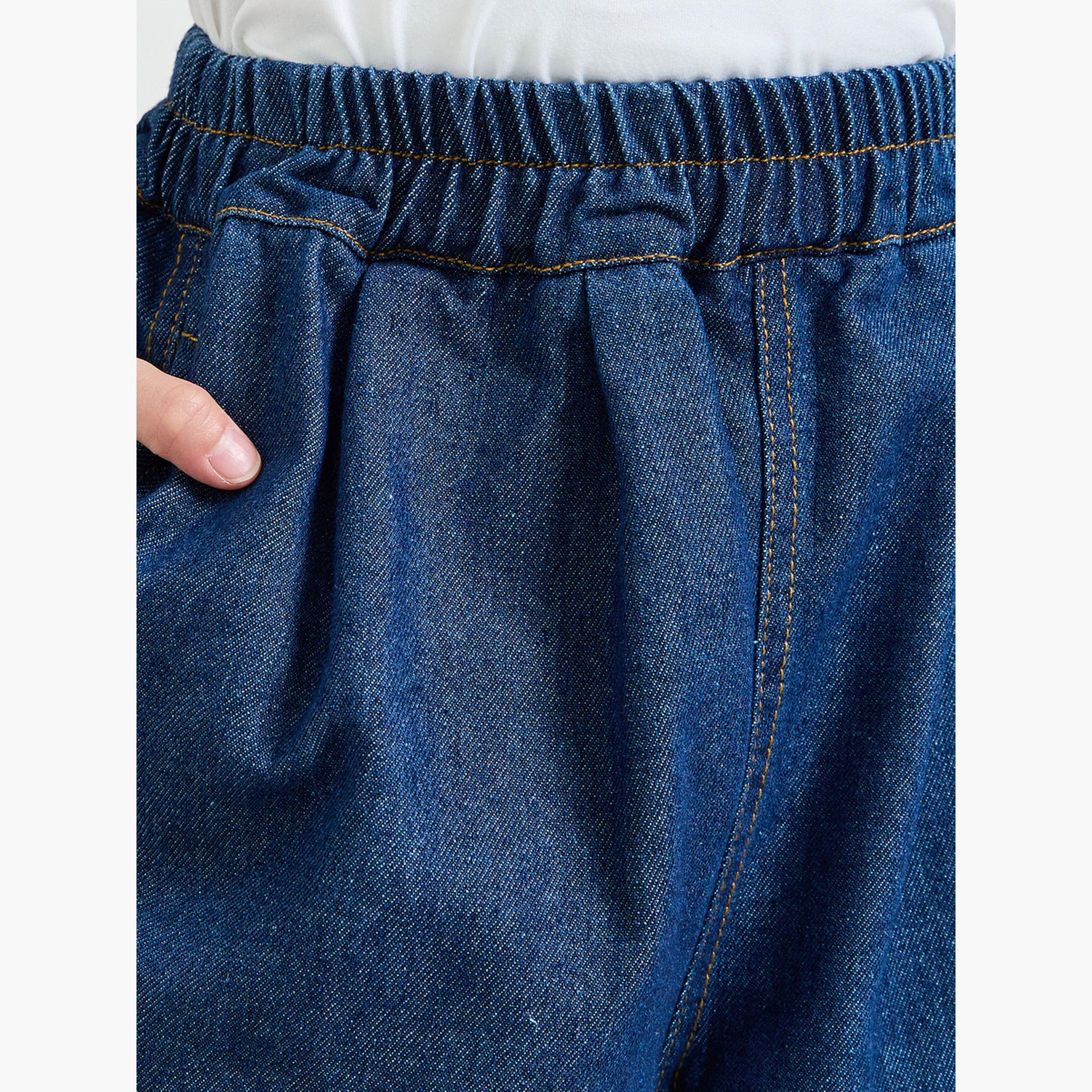 Styli Boys Dark Blue Cut and Sew Panel Baggy Jeans-boys-clothing-bottoms-joggersandtrackpants-image-3