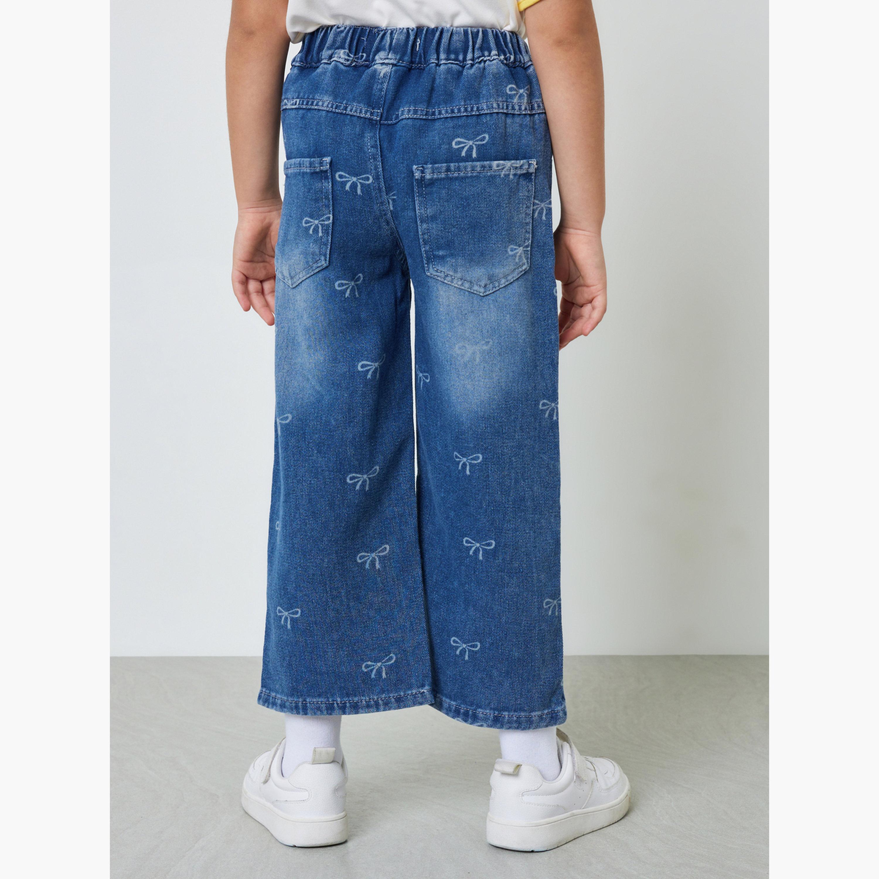 Styli Girls Bow Print Straight Leg Jeans-girls-clothing-bottoms-jeansandjeggings-image-4