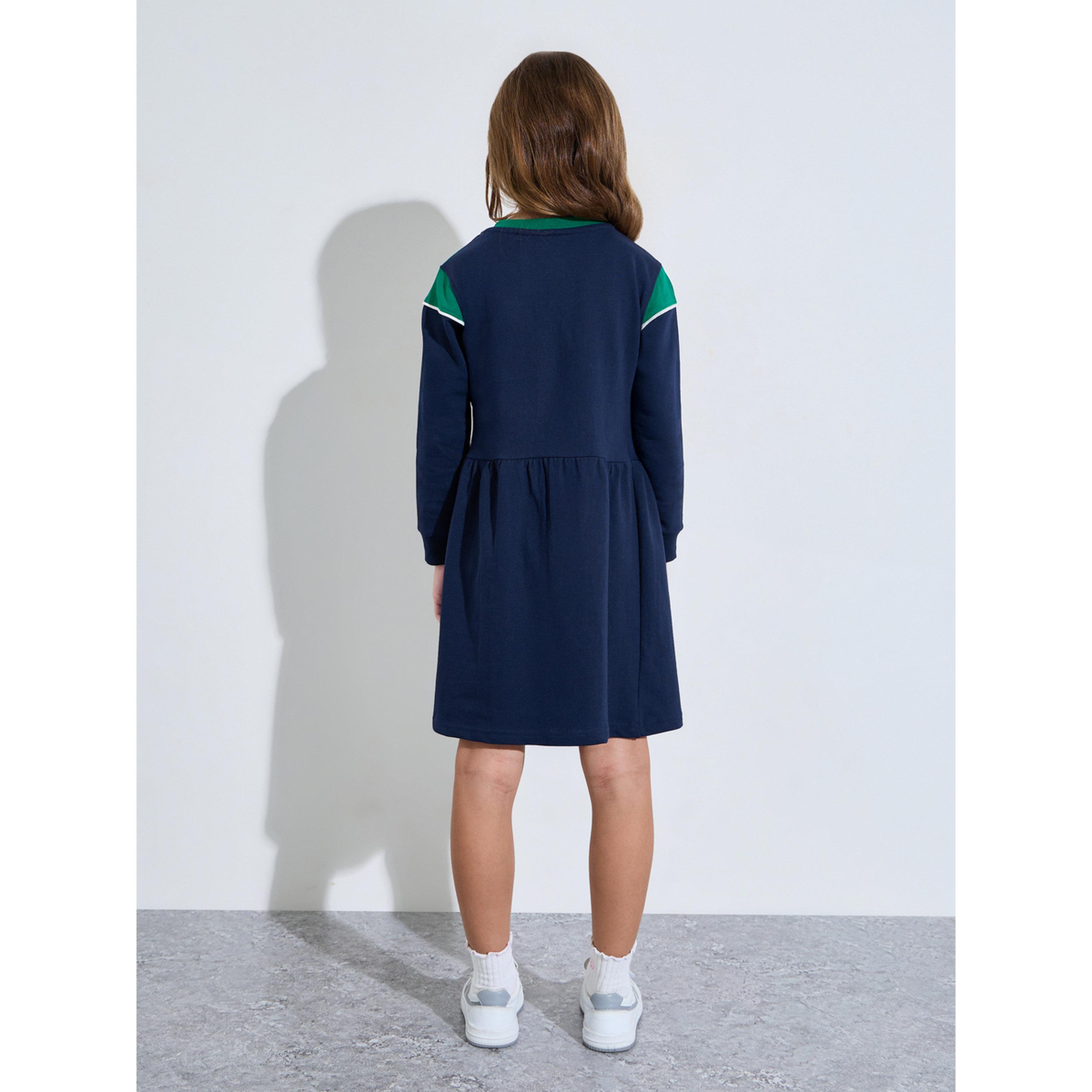 فستان سويت شيرت بنصف سحاب ونمط كتل الألوان-girls-clothing-sweatshirts-image-3