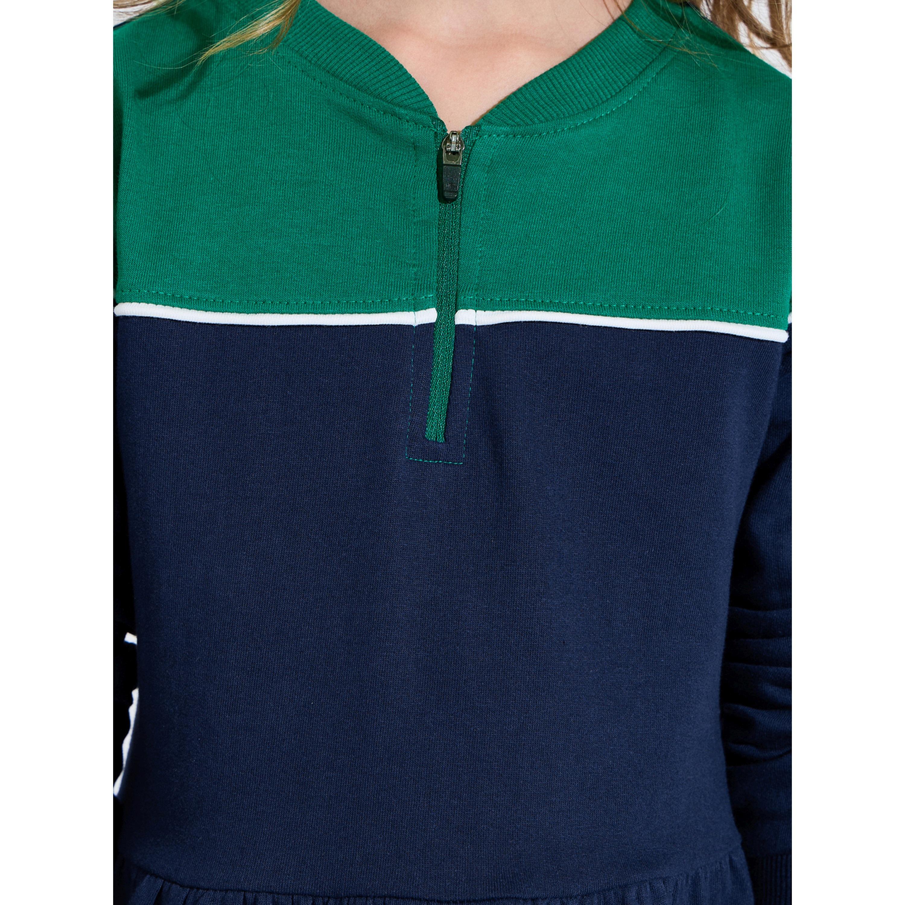 فستان سويت شيرت بنصف سحاب ونمط كتل الألوان-girls-clothing-sweatshirts-image-4