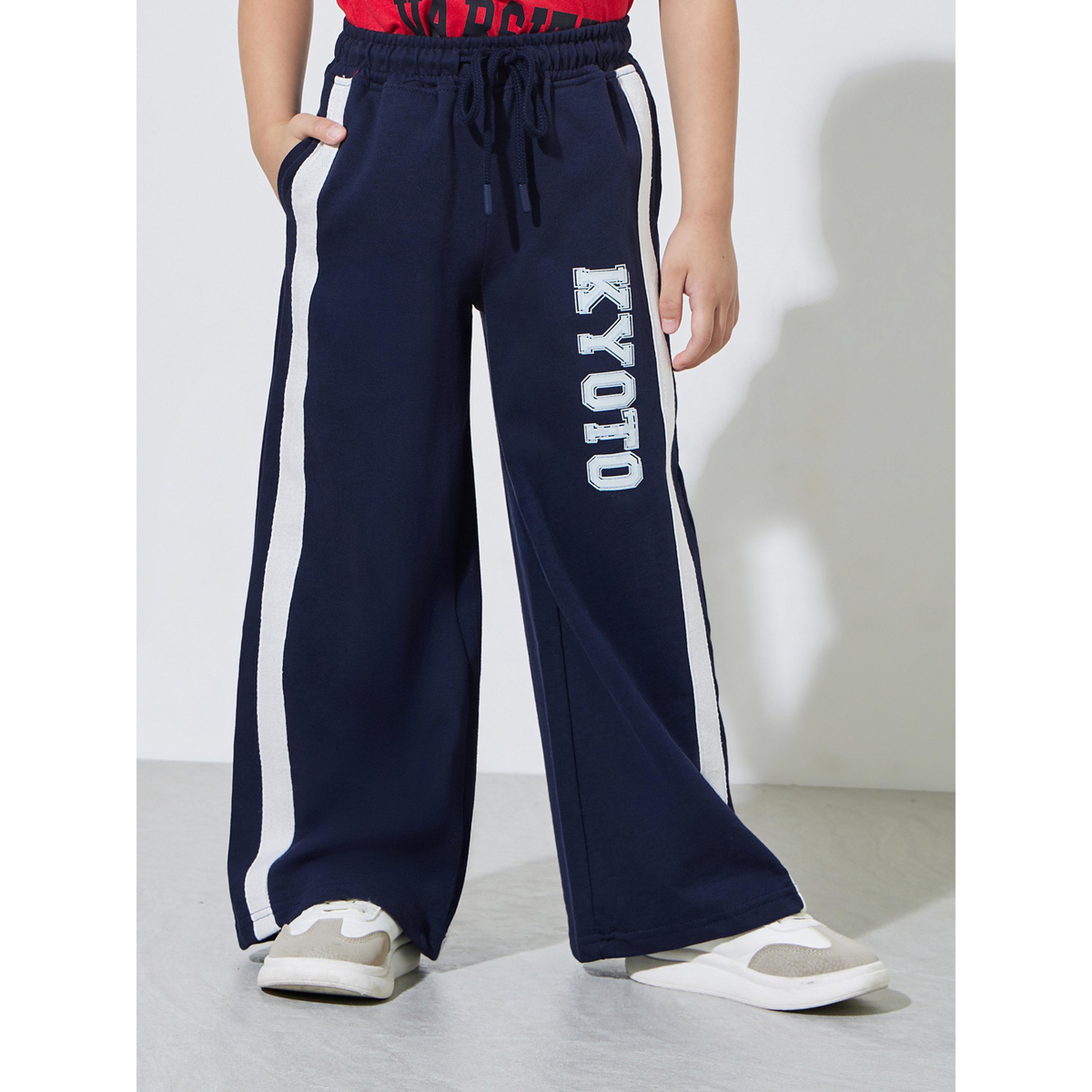 بنطال جوغر بطبعة جرافيك كيوتو وشريط جانبي للأولاد باللون الأزرق الداكن-boys-clothing-bottoms-joggersandtrackpants-image-1