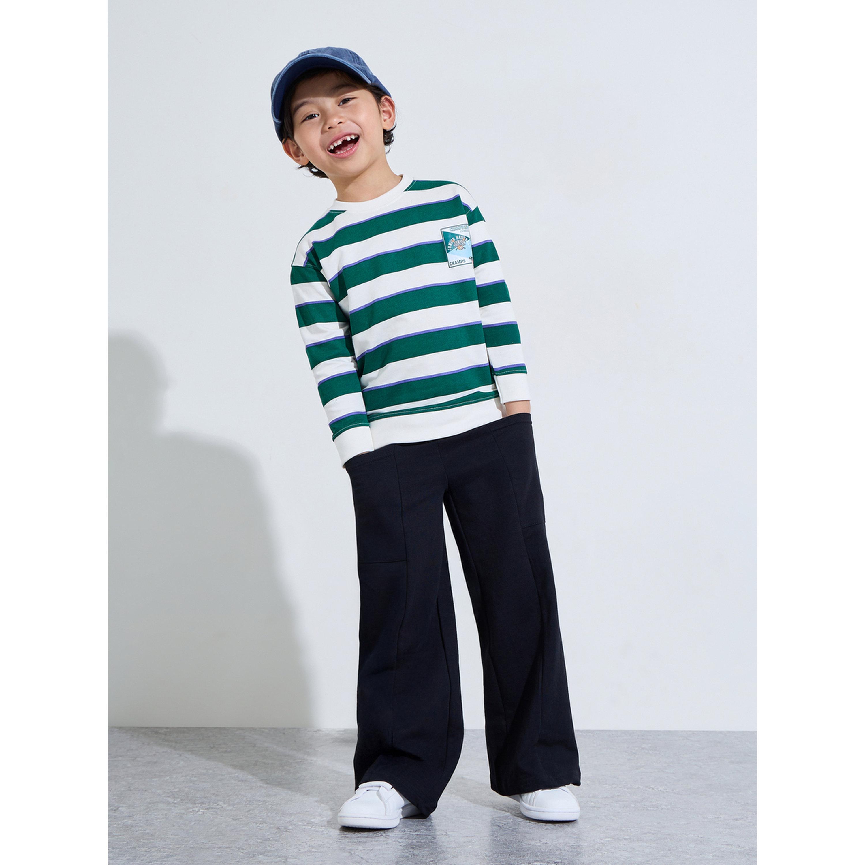 Styli Black Cotton Straight Leg Joggers with Drawstring Waist-boys-clothing-bottoms-joggersandtrackpants-image-2