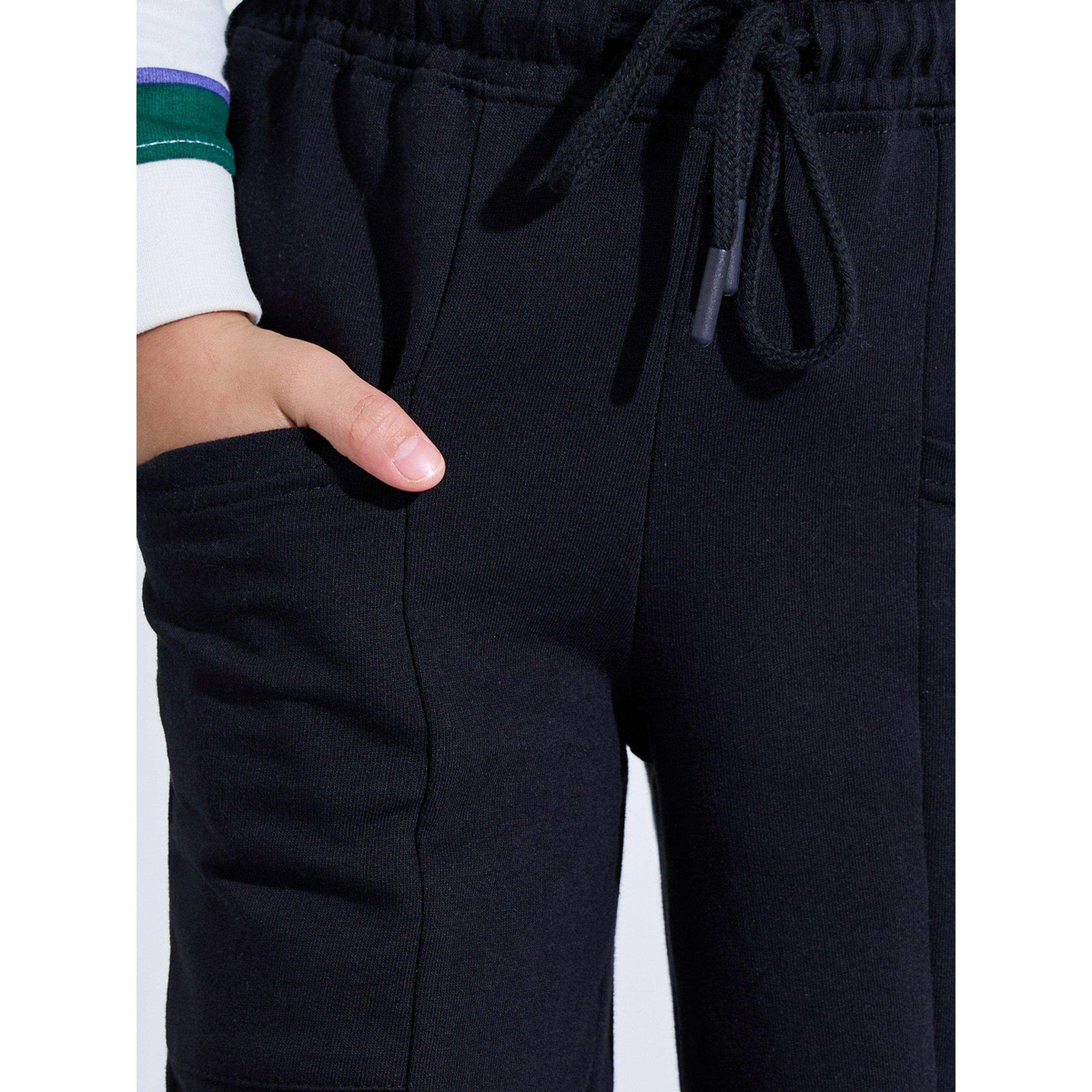 Styli Black Cotton Straight Leg Joggers with Drawstring Waist-boys-clothing-bottoms-joggersandtrackpants-image-3