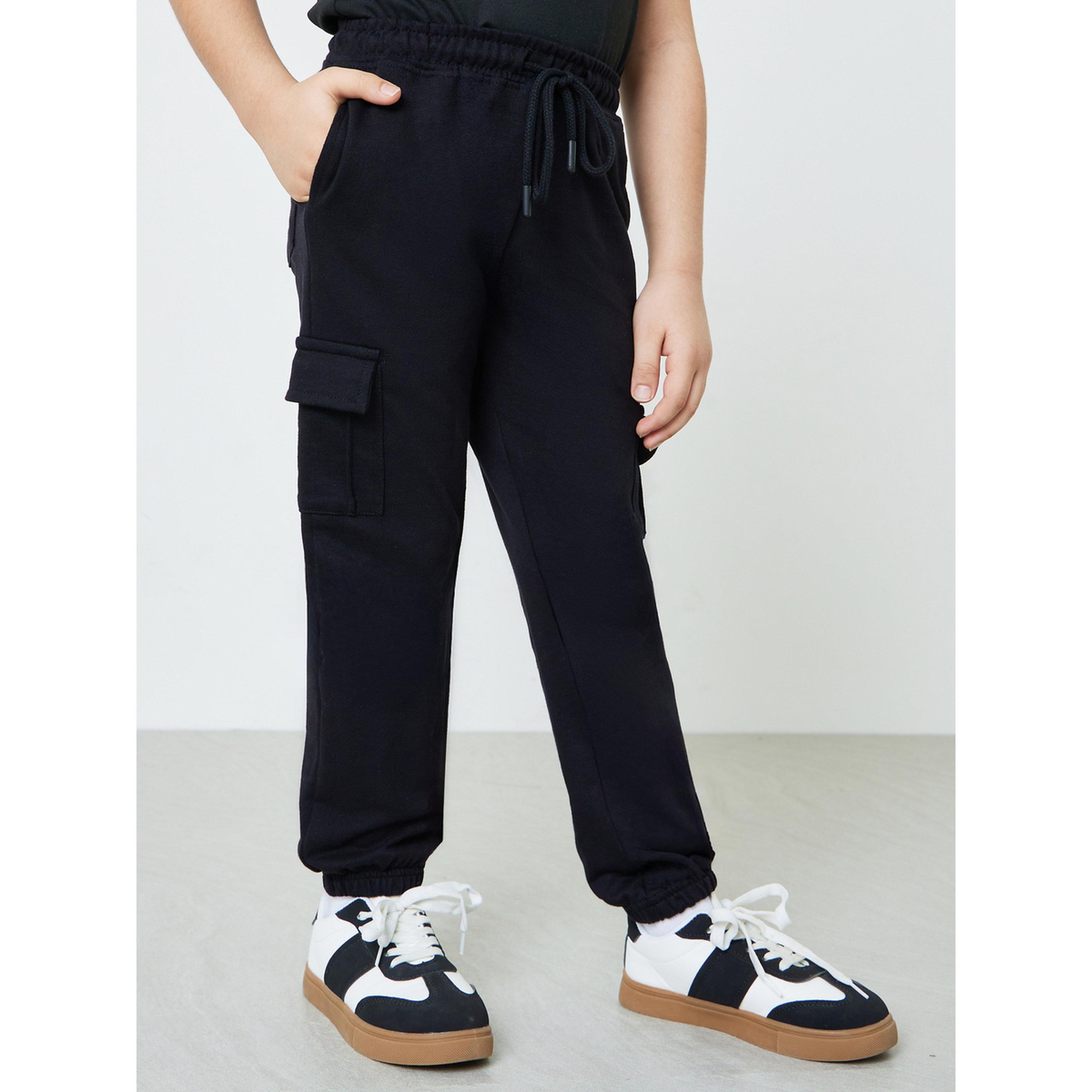 Styli Boys Black Elasticated Cuff Cargo Joggers-boys-clothing-bottoms-joggersandtrackpants-image-1