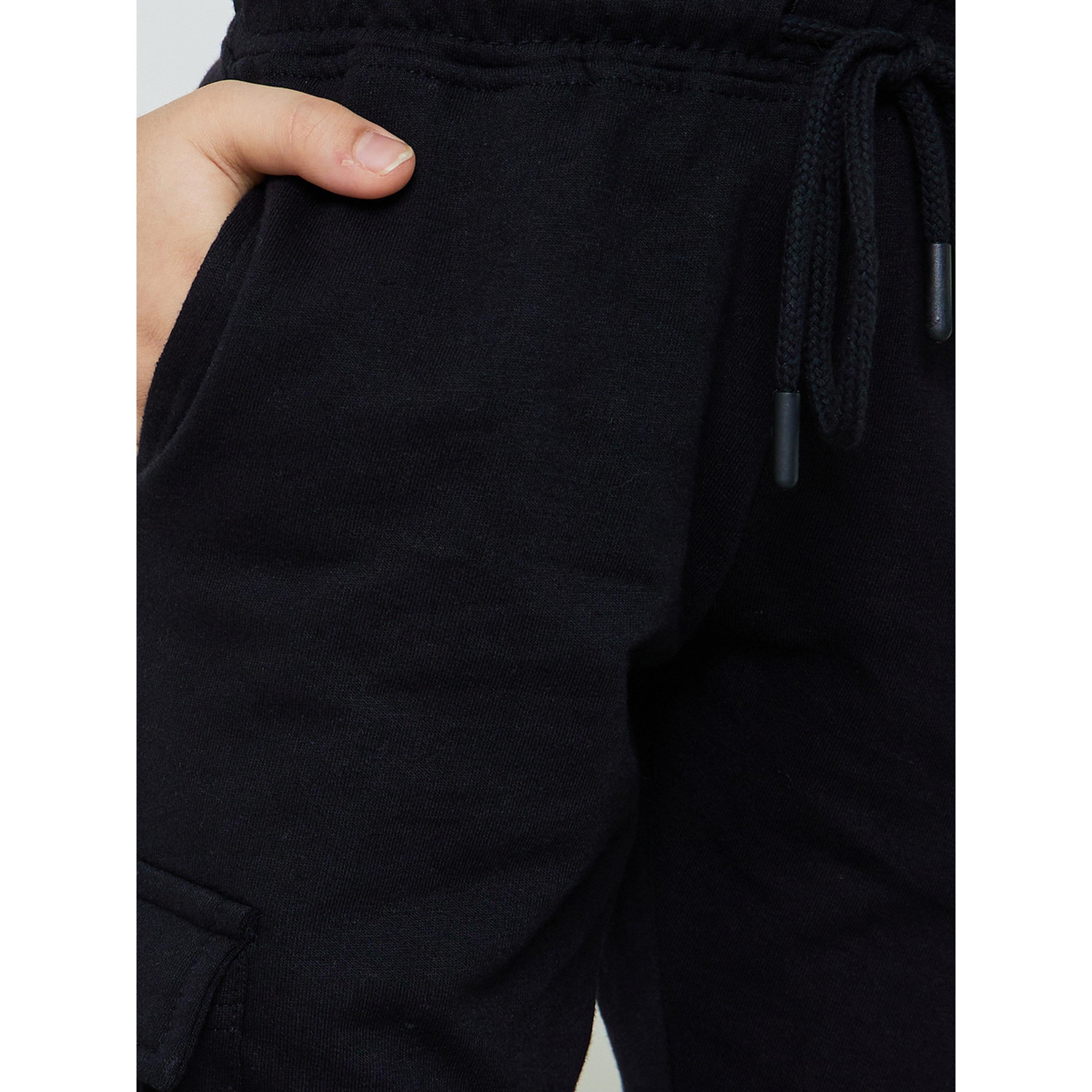 Styli Boys Black Elasticated Cuff Cargo Joggers-boys-clothing-bottoms-joggersandtrackpants-image-3