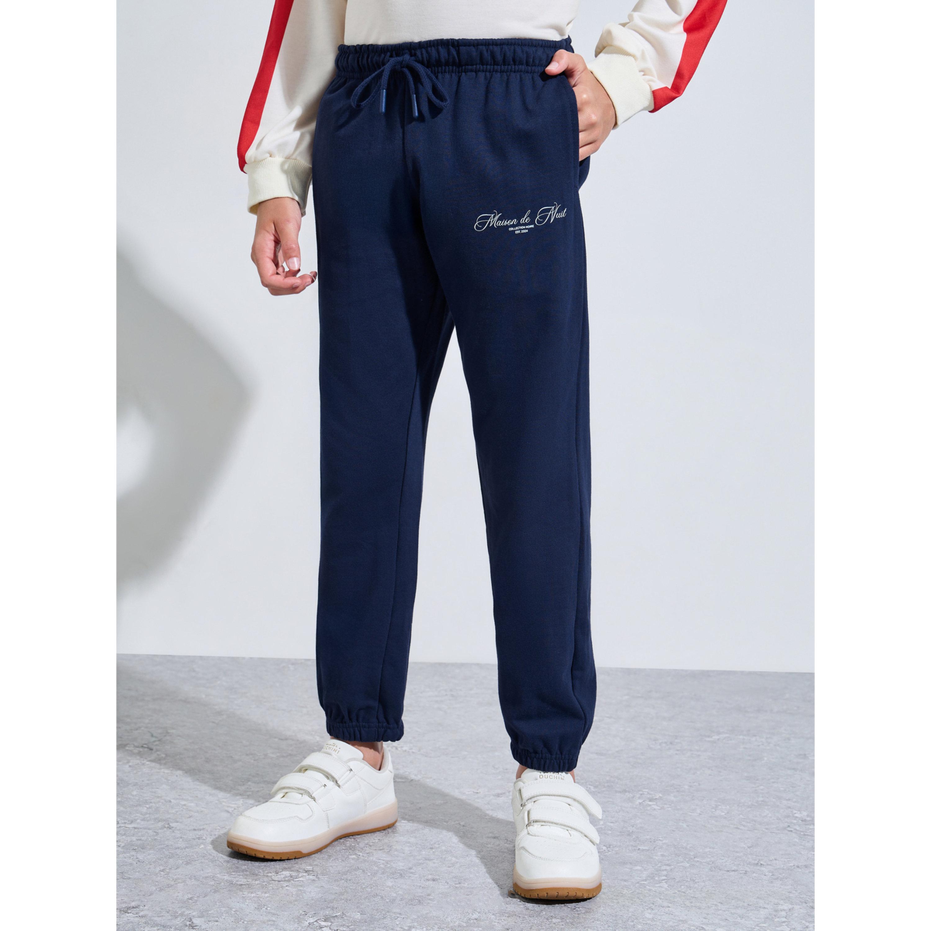 بنطال جوغر بطبعة شعار وأطراف مطاطية للأولاد باللون الكحلي-boys-clothing-bottoms-joggersandtrackpants-image-1