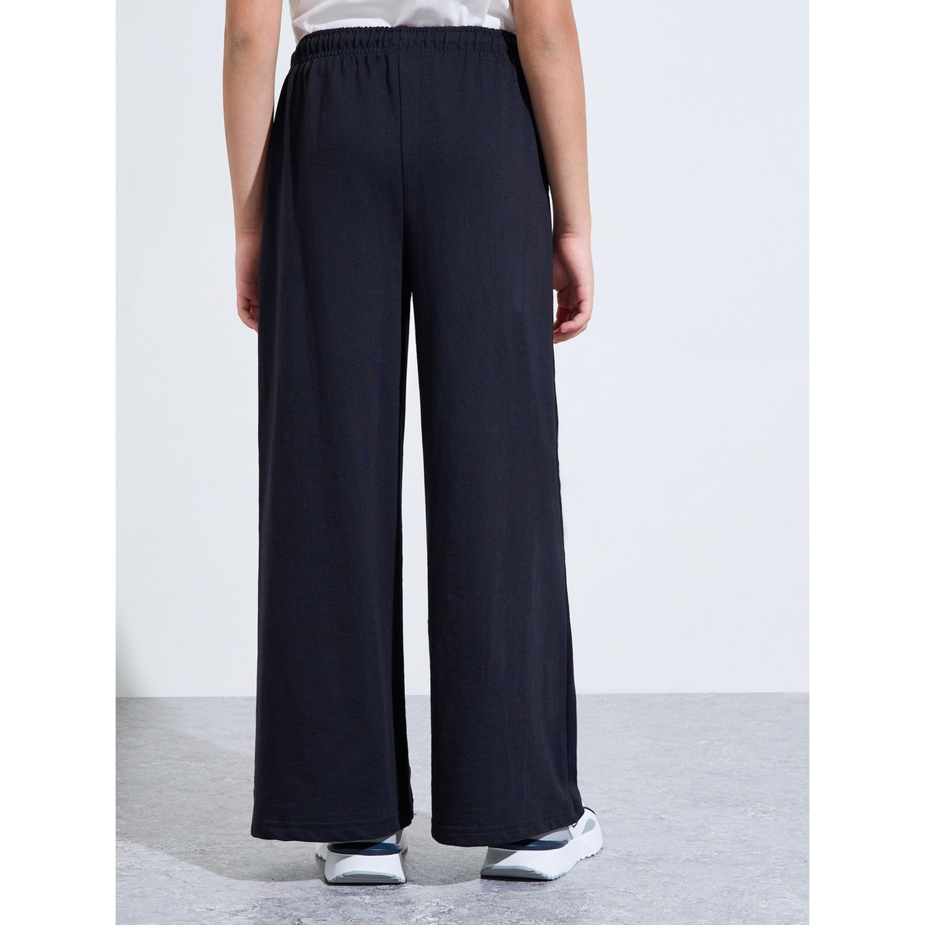 Styli Teen Girls Black Slogan Print Wide Leg Pants-girls-clothing-bottoms-joggersandtrackpants-image-4