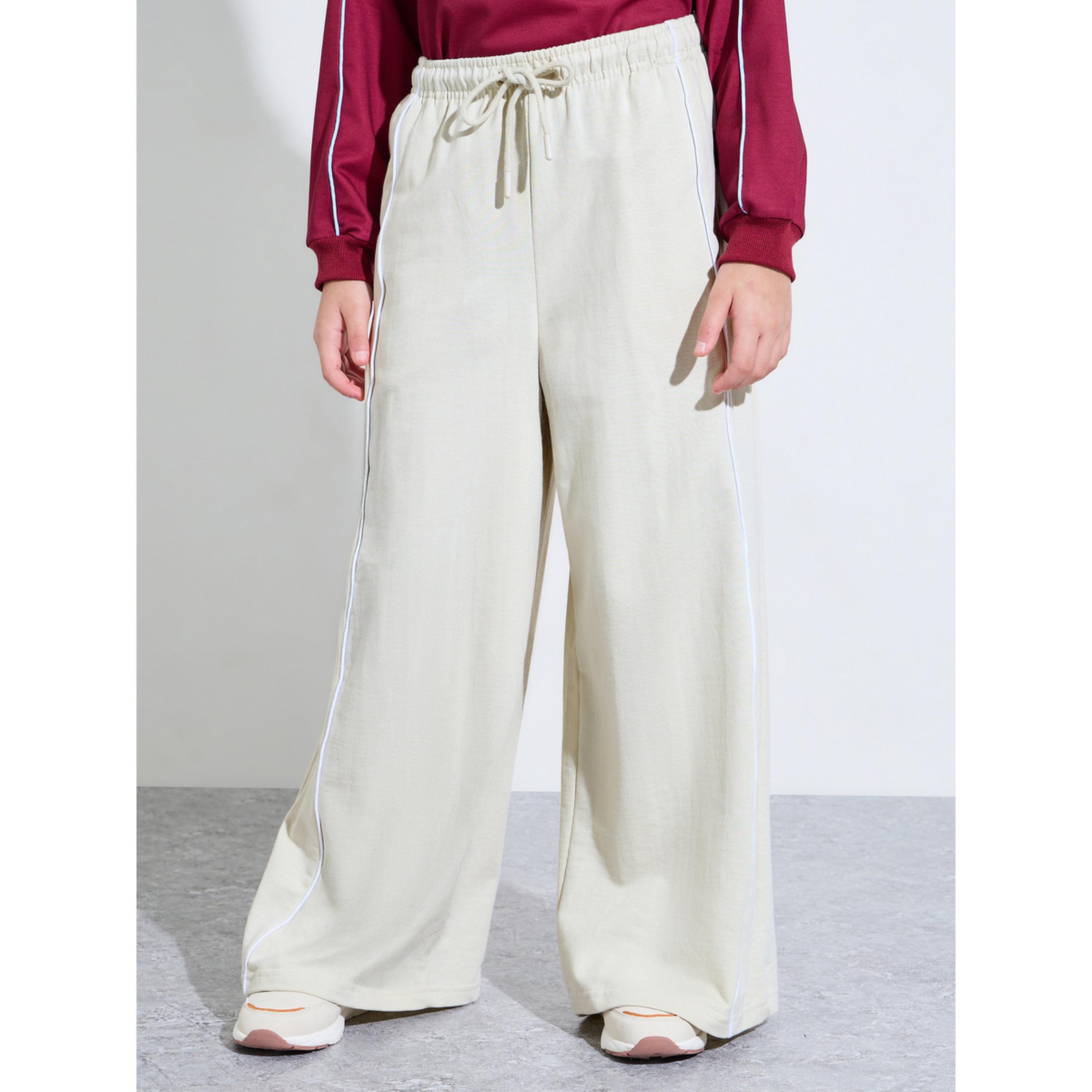 بنطال جوغر بأرجل واسعة وتفاصيل أشرطة جانبية للبنات الكبار-girls-clothing-bottoms-joggersandtrackpants-image-1