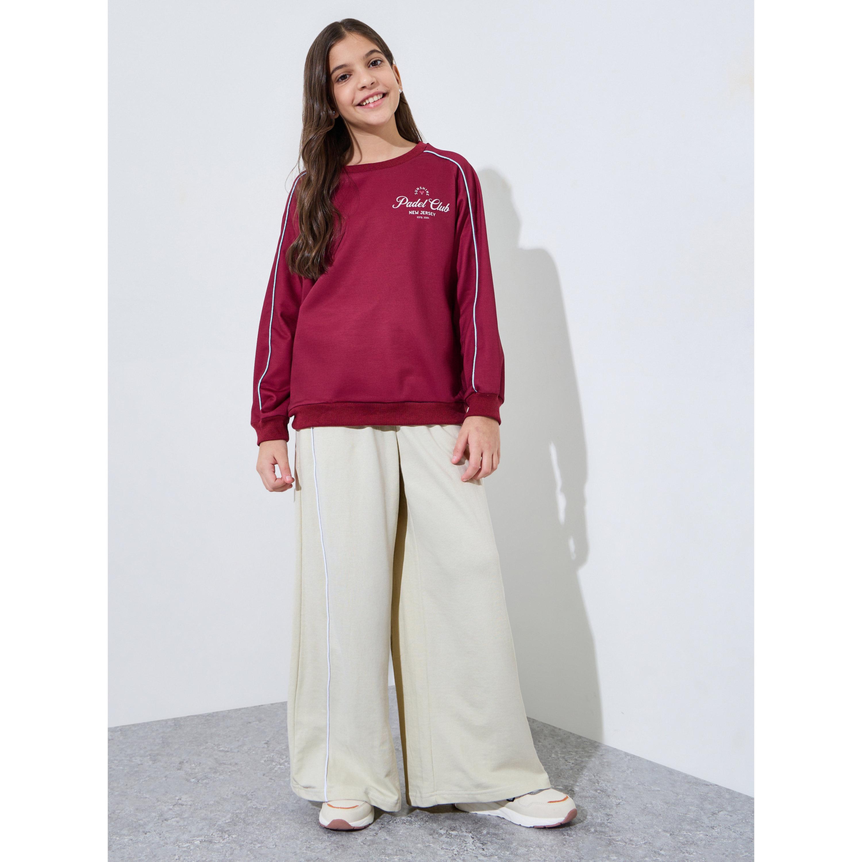 بنطال جوغر بأرجل واسعة وتفاصيل أشرطة جانبية للبنات الكبار-girls-clothing-bottoms-joggersandtrackpants-image-2