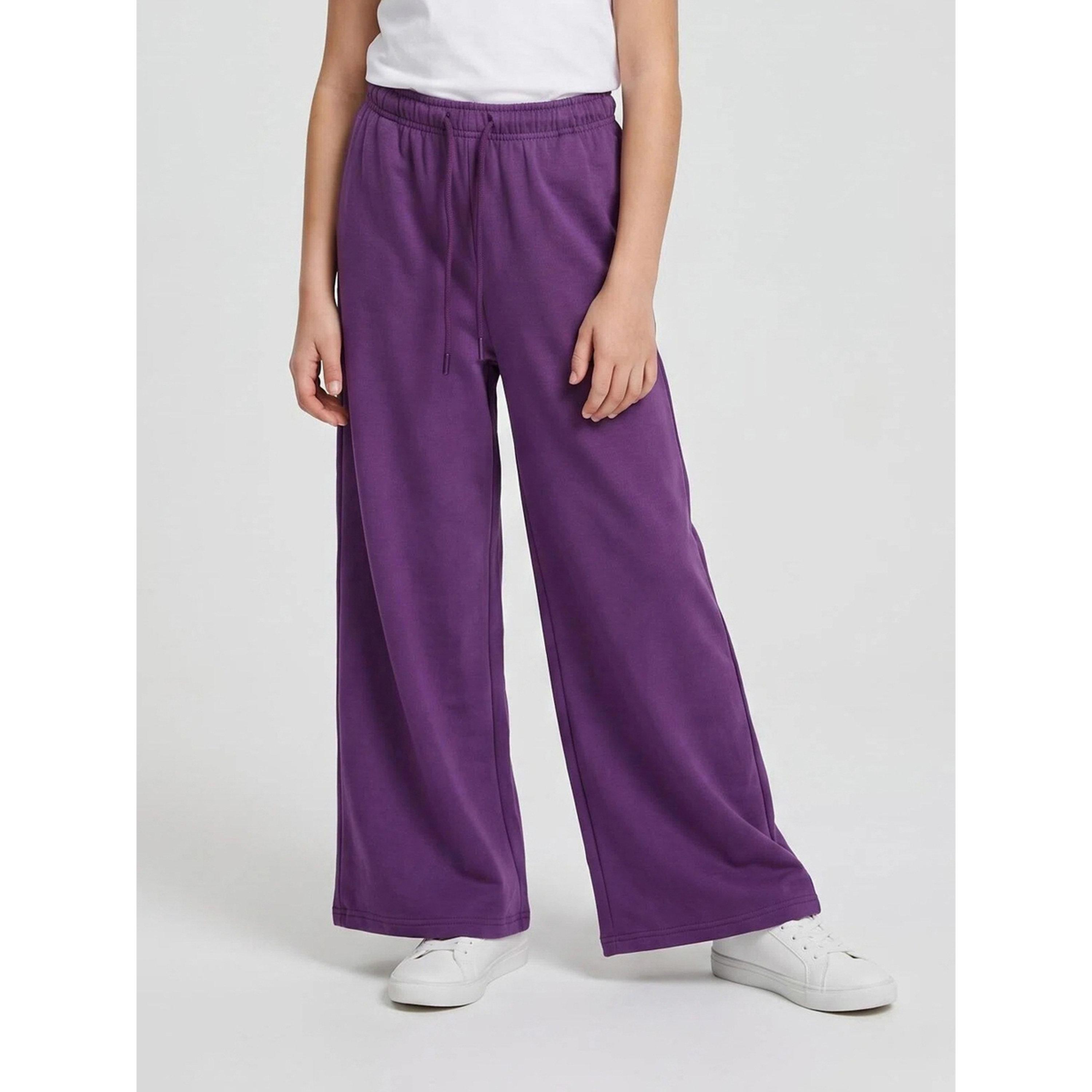 بنطال جوغر بأرجل واسعة سادة للبنات باللون البنفسجي-girls-clothing-bottoms-joggersandtrackpants-image-1