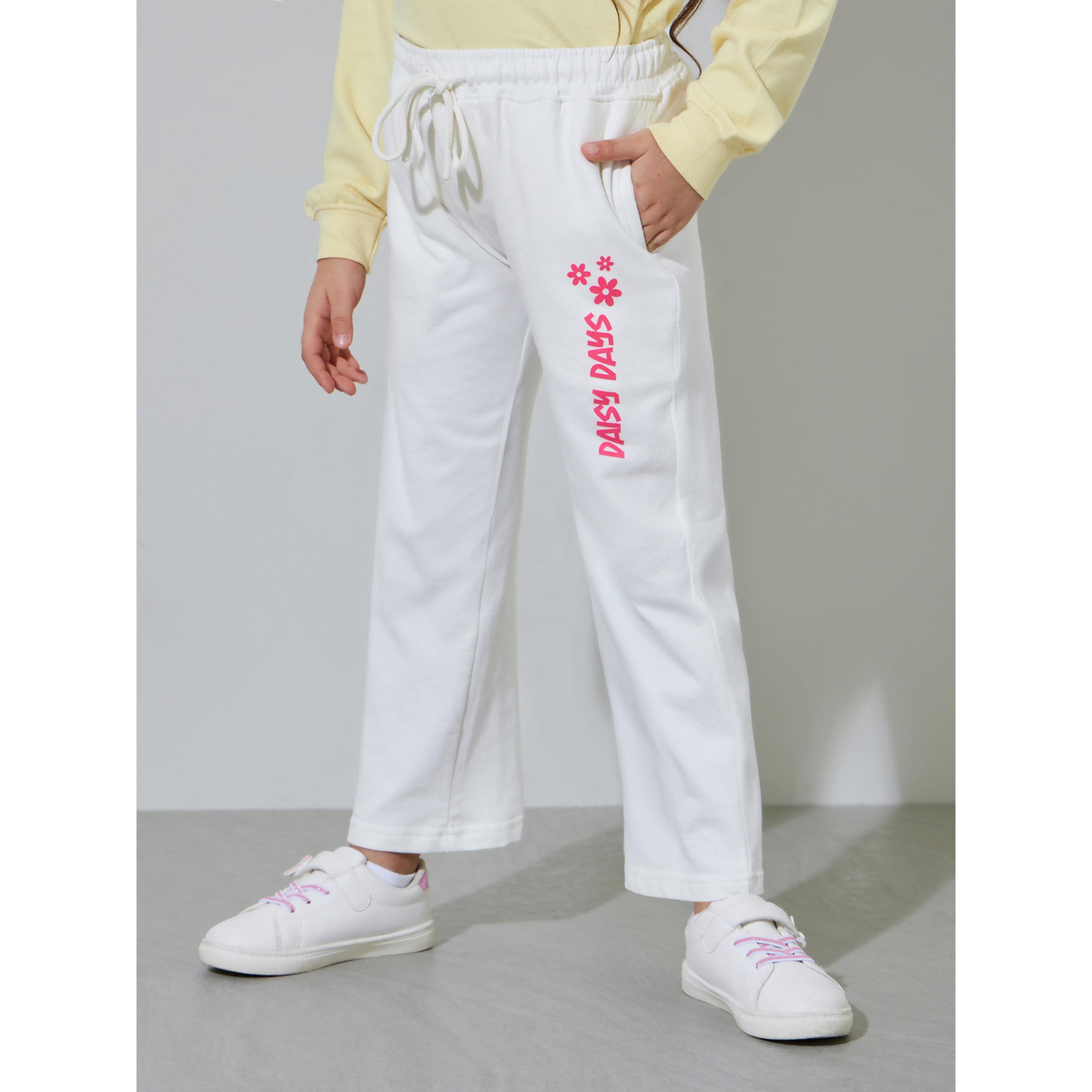 Styli Girls Off White Printed Straight Leg Joggers-girls-clothing-bottoms-joggersandtrackpants-image-1