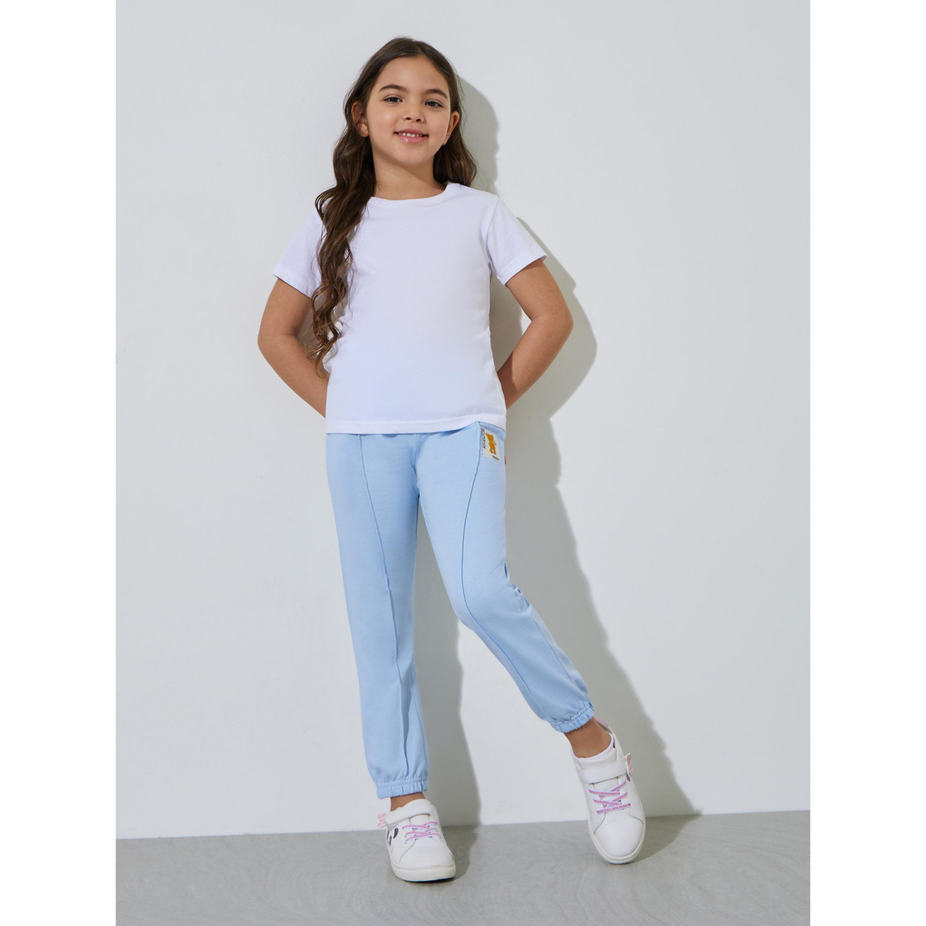 Styli Girls Blue Pintuck and Patchwork Details Cuffed Joggers-girls-clothing-bottoms-joggersandtrackpants-image-2