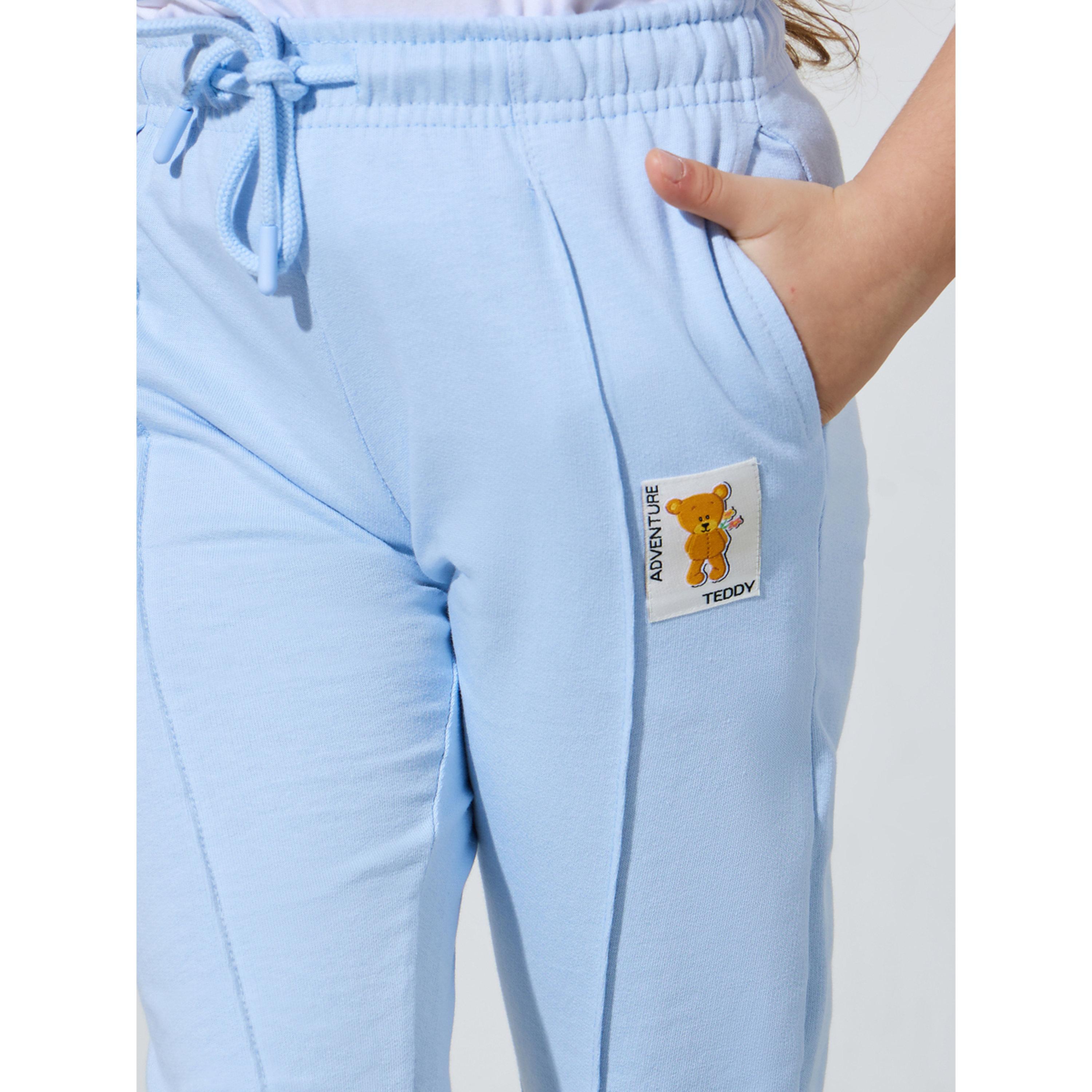 Styli Girls Blue Pintuck and Patchwork Details Cuffed Joggers-girls-clothing-bottoms-joggersandtrackpants-image-3