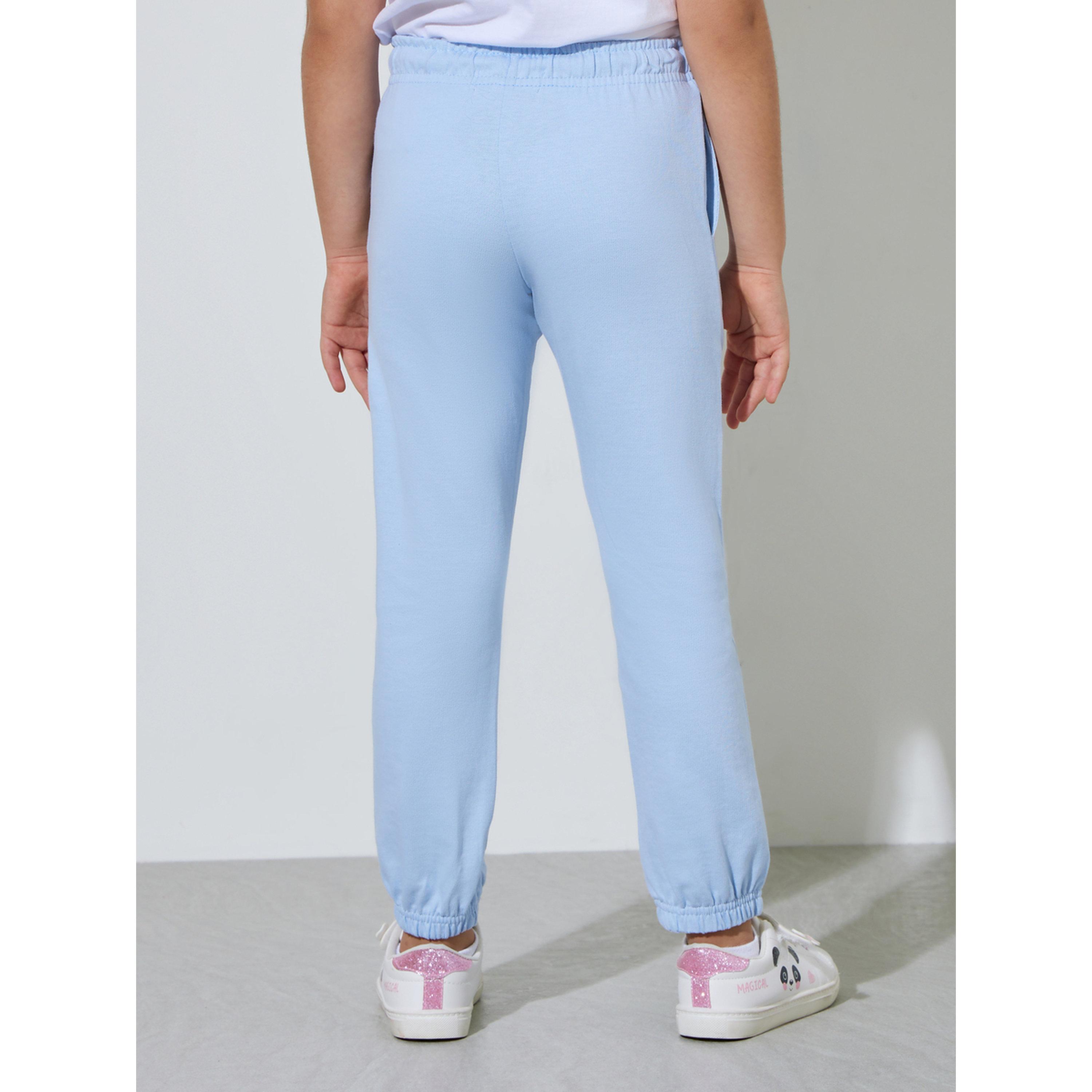 Styli Girls Blue Pintuck and Patchwork Details Cuffed Joggers-girls-clothing-bottoms-joggersandtrackpants-image-4