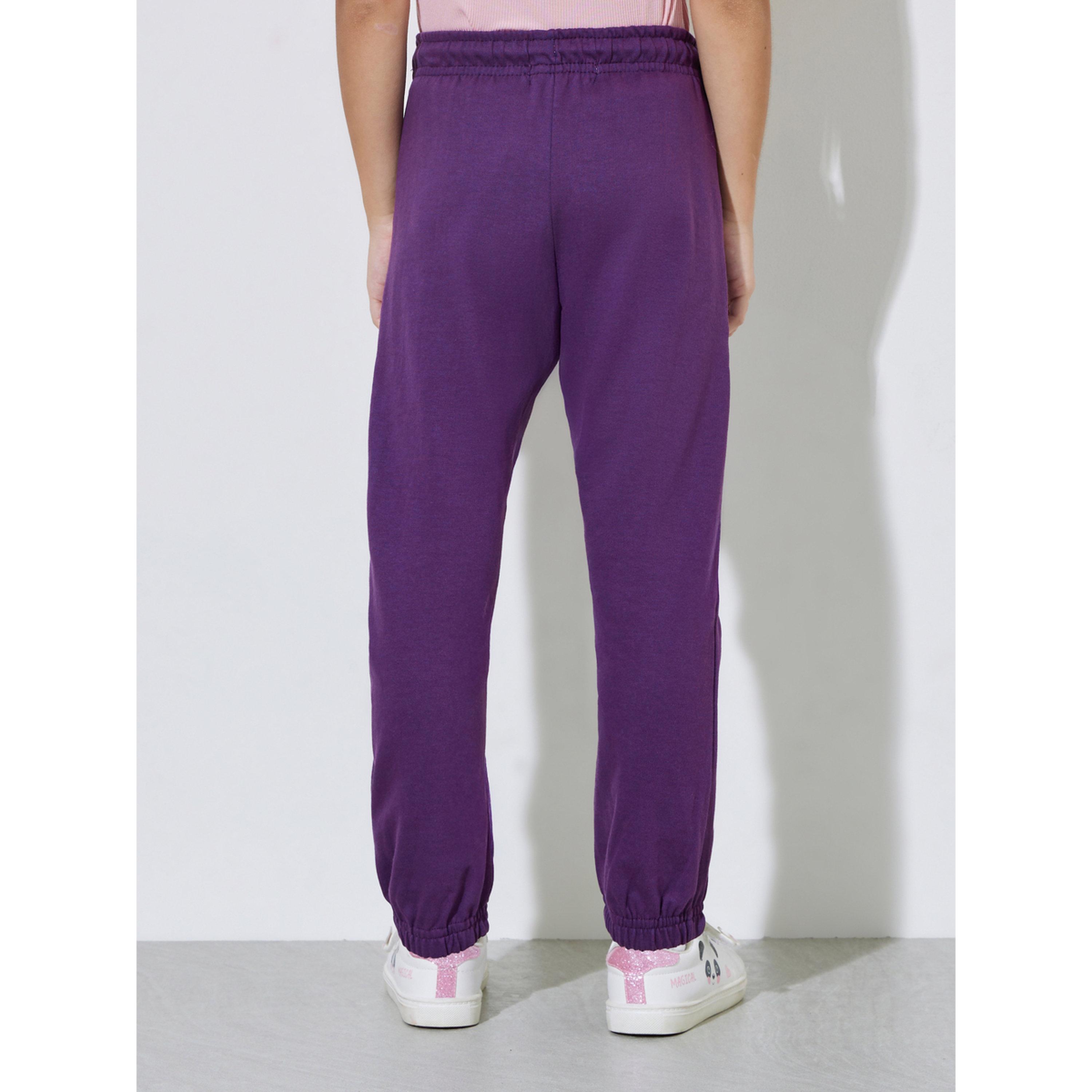 بنطال جوغر برقع وتفاصيل طيات للبنات باللون البنفسجي-girls-clothing-bottoms-joggersandtrackpants-image-3